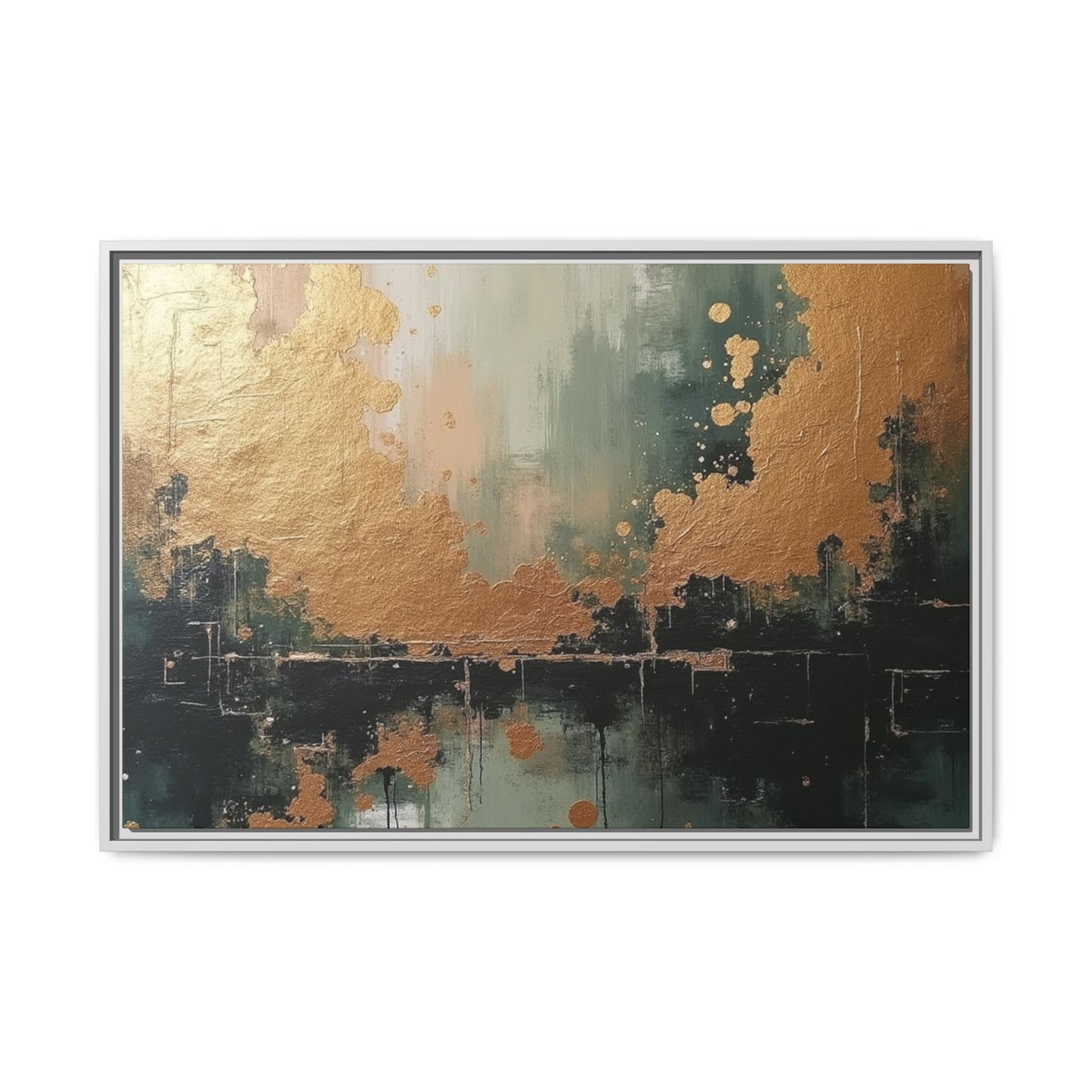 Elegant Matte Canvas Wall Art - Multi-Color Abstract Framed Decor