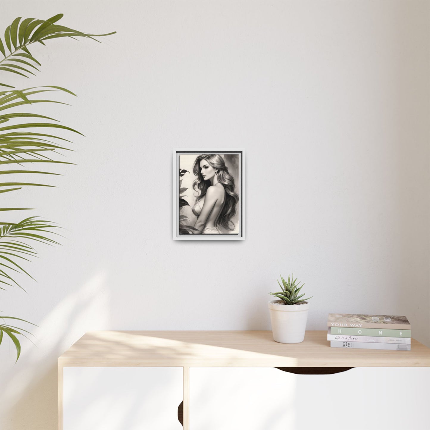 Elegant Matte Framed Art Print - Stylish Woman Portrait