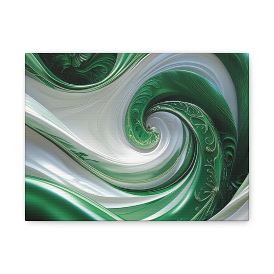 Abstract Green Swirl Canvas Wall Art - Contemporary Home Decor