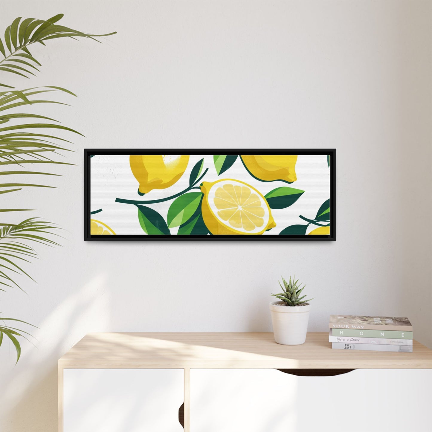 Lemon-Themed Framed Canvas Wall Art - Bright and Fresh Decor