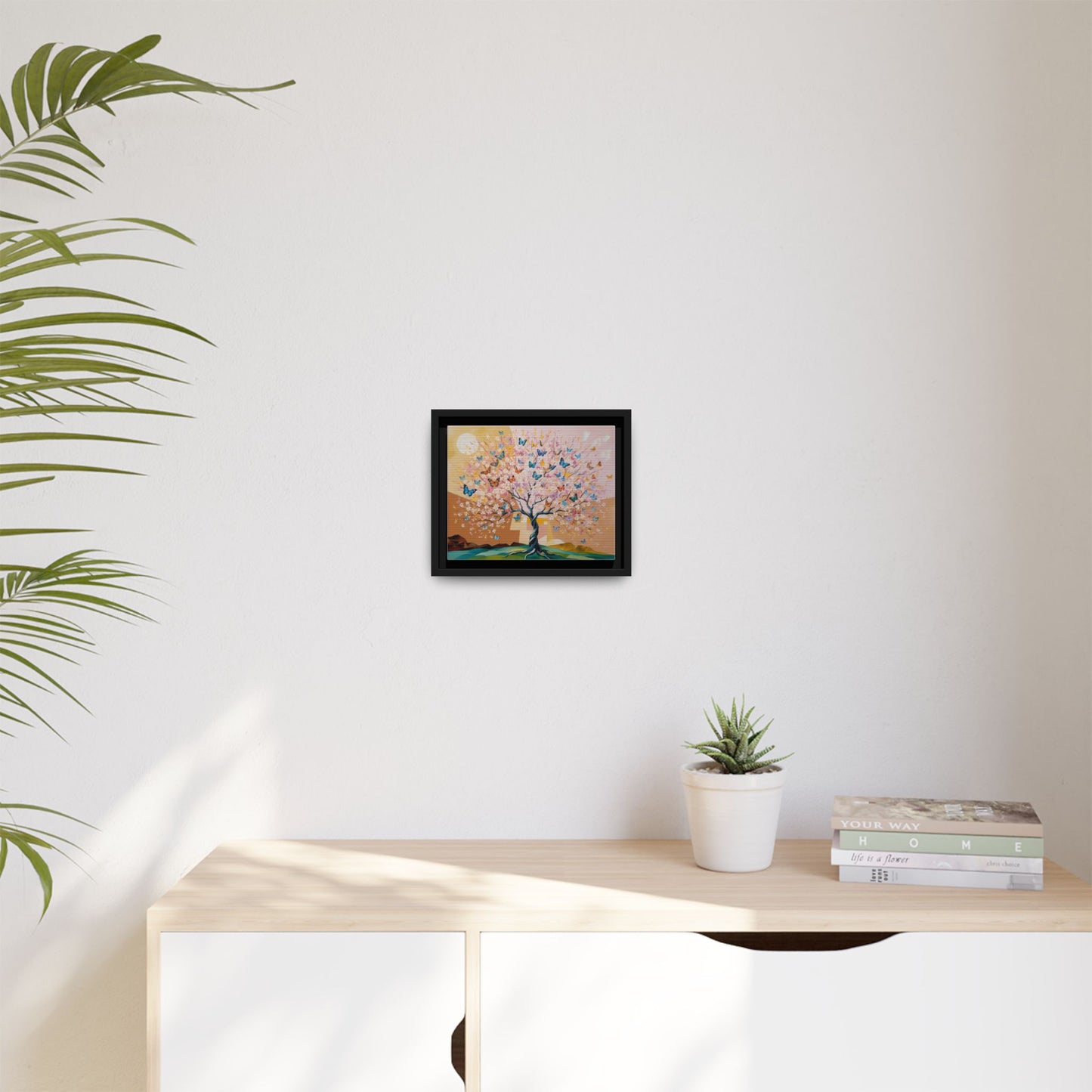 Colorful Butterfly Blossom Framed Canvas Art