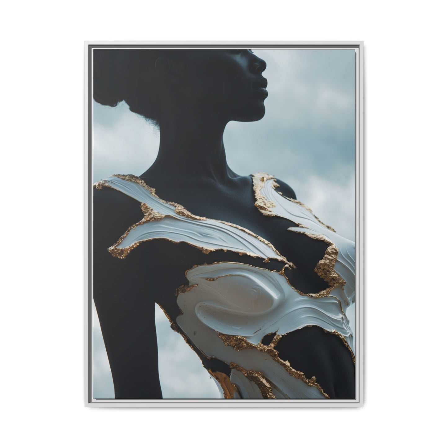 Elegant Framed Canvas Art - Multi-Color Abstract Sculpture Design