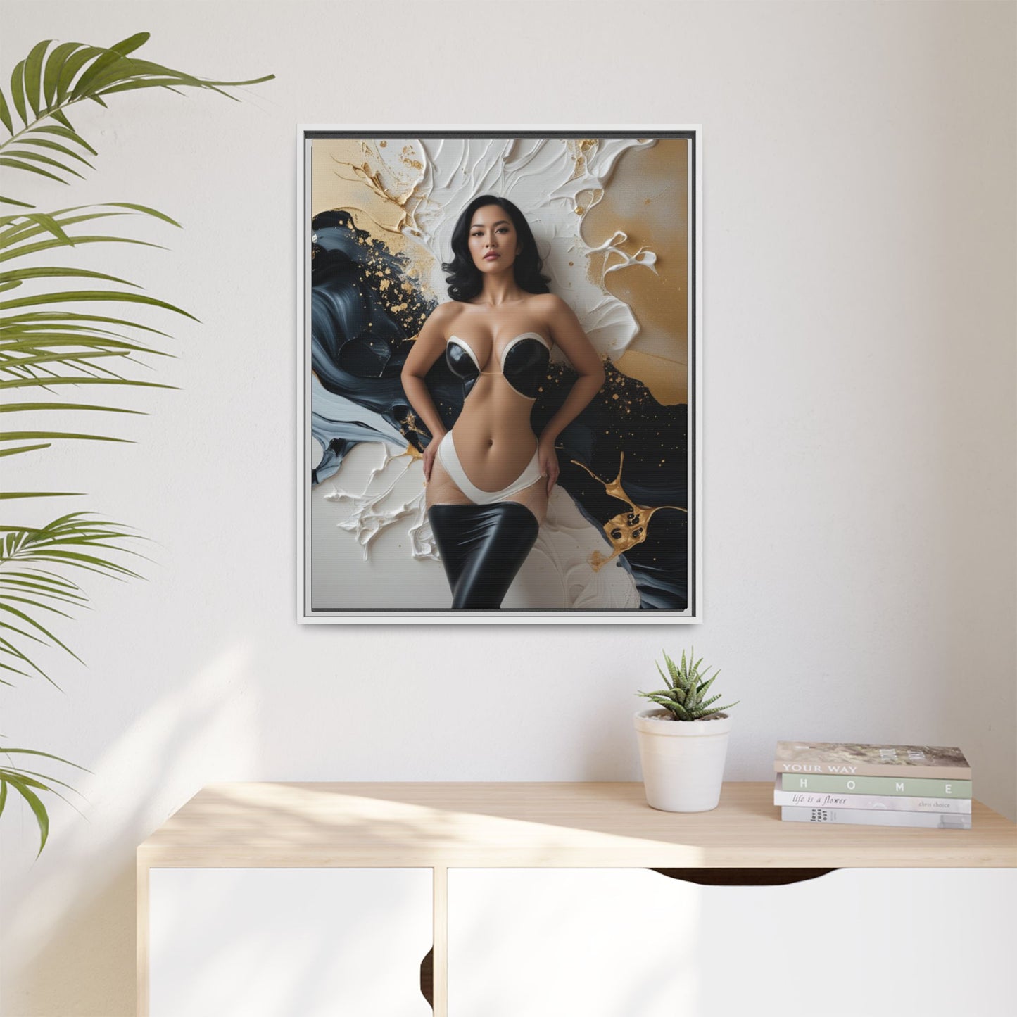Elegant Framed Canvas Art - Multi-Color Abstract Beauty