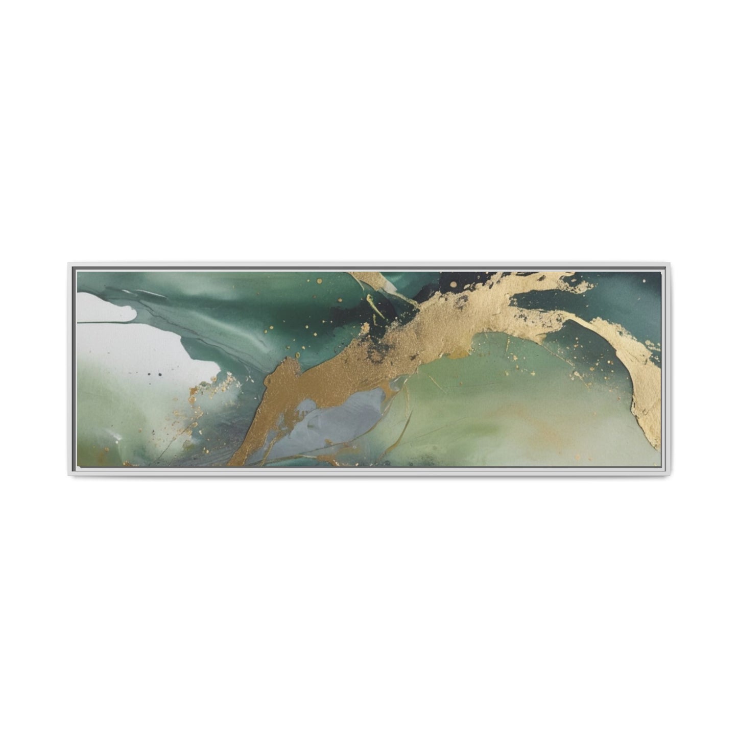 Elegant Abstract Framed Canvas Wall Art - Multi-Color Gold Accents