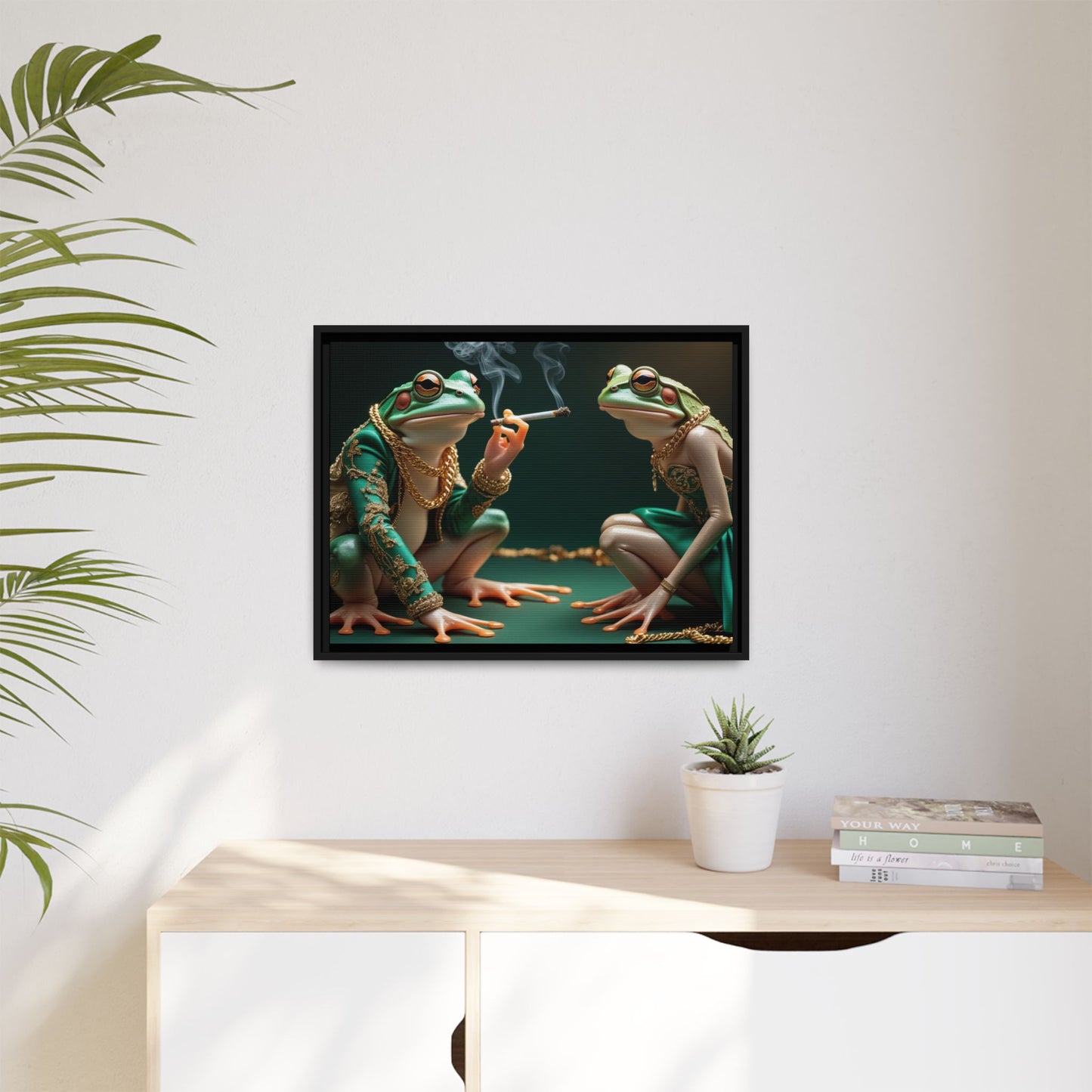 Whimsical Frog Art Print - Framed Canvas for Unique Home Decor