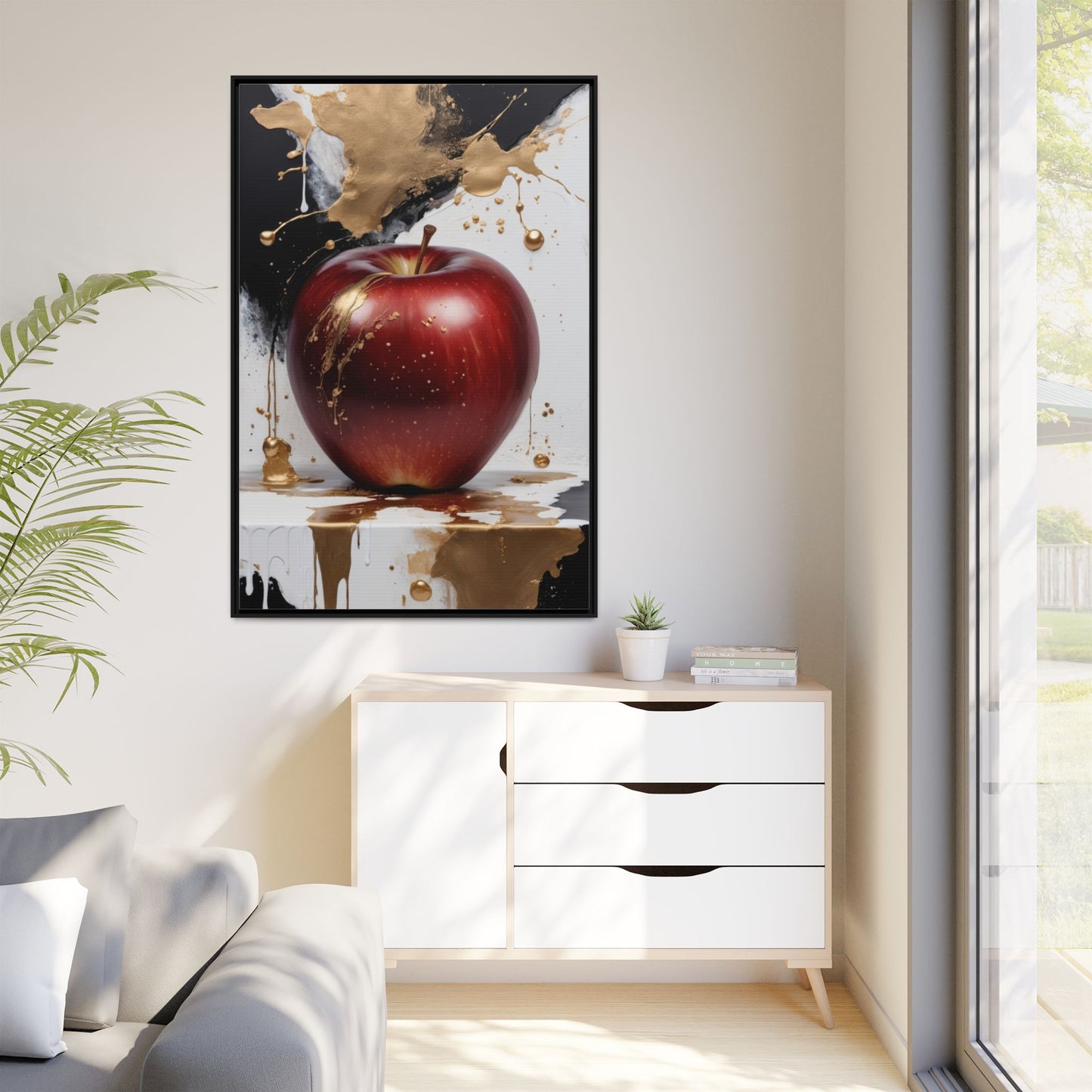 Elegant Apple Art Print - Multi-color Framed Canvas