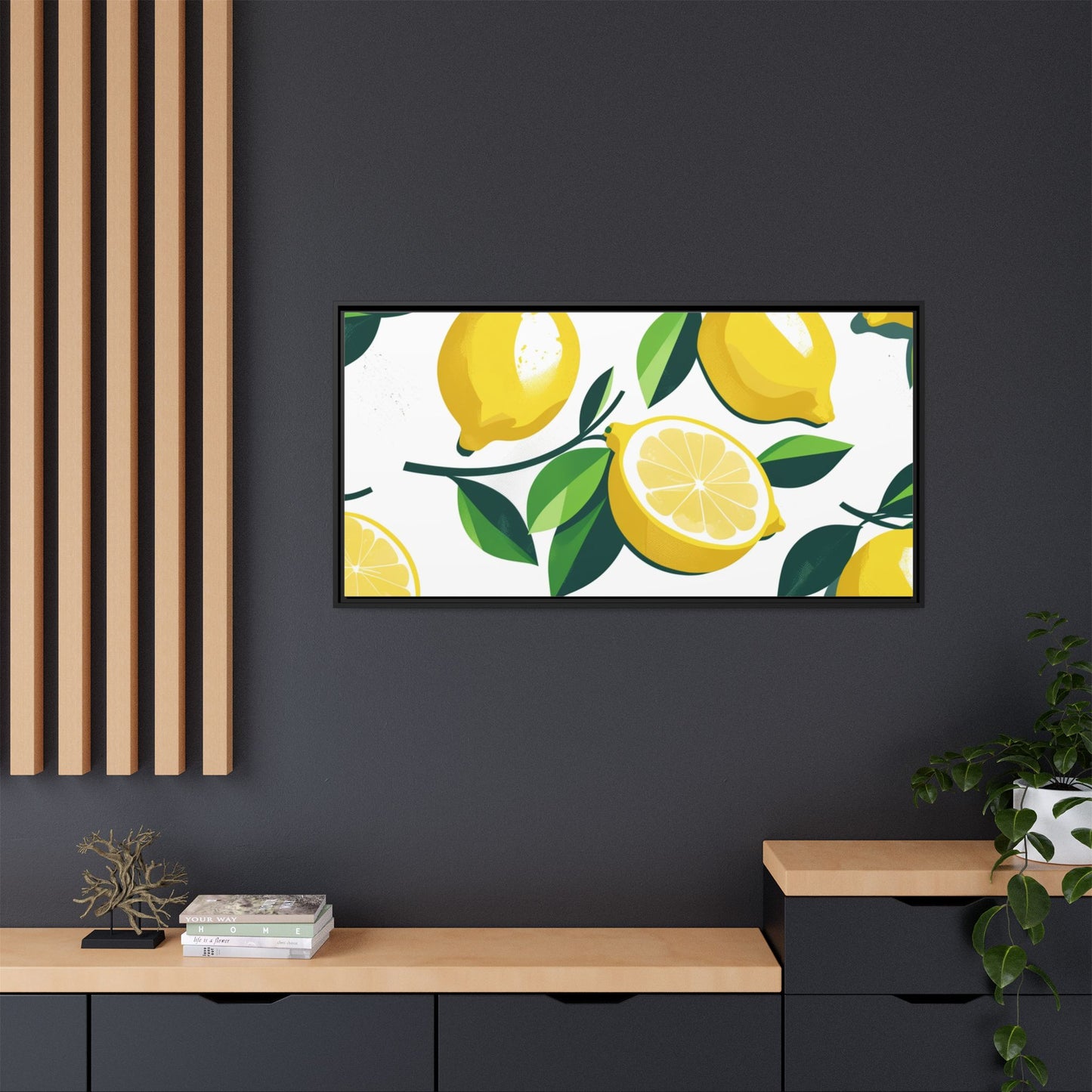 Lemon-Themed Framed Canvas Wall Art - Bright and Fresh Decor