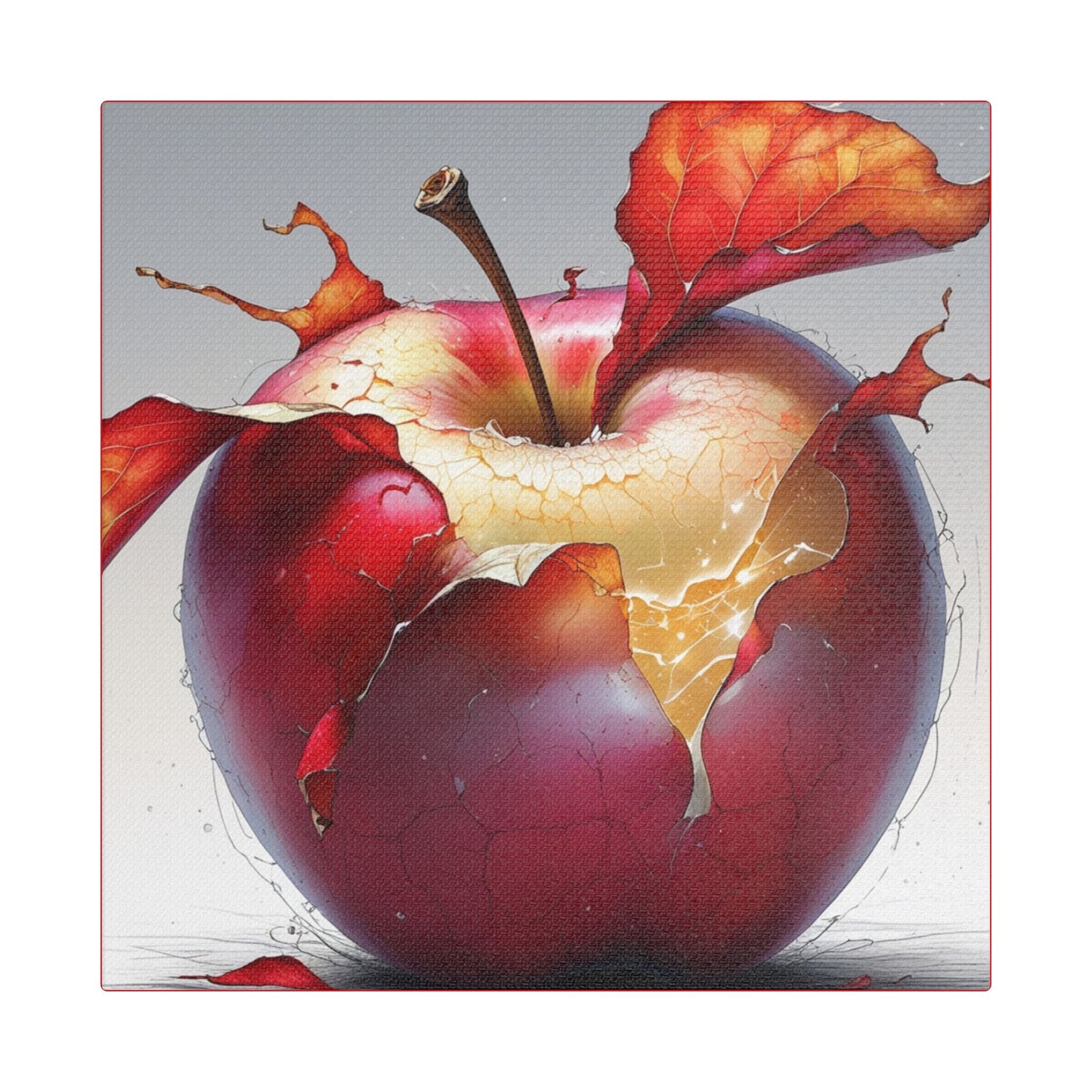 Cracked Red Apple Canvas Art – Vibrant Wall Decor for Modern Homes