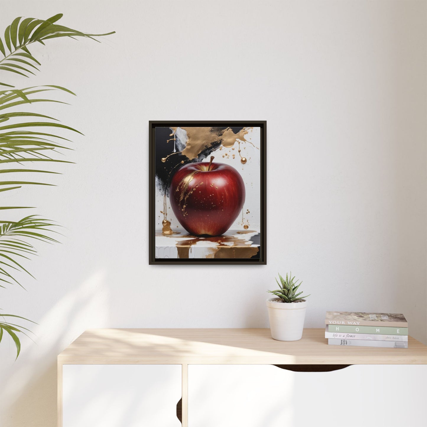 Elegant Apple Art Print - Multi-color Framed Canvas