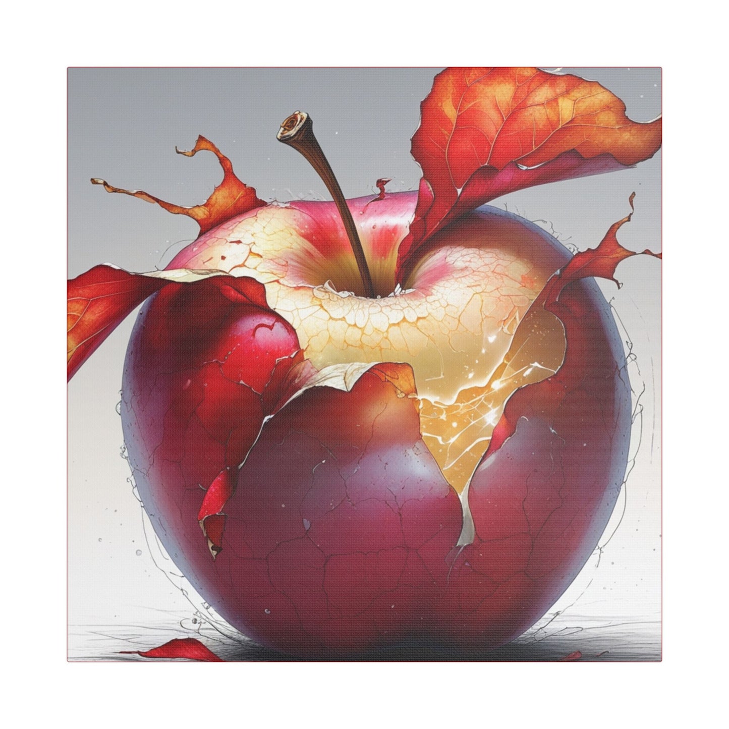 Cracked Red Apple Canvas Art – Vibrant Wall Decor for Modern Homes