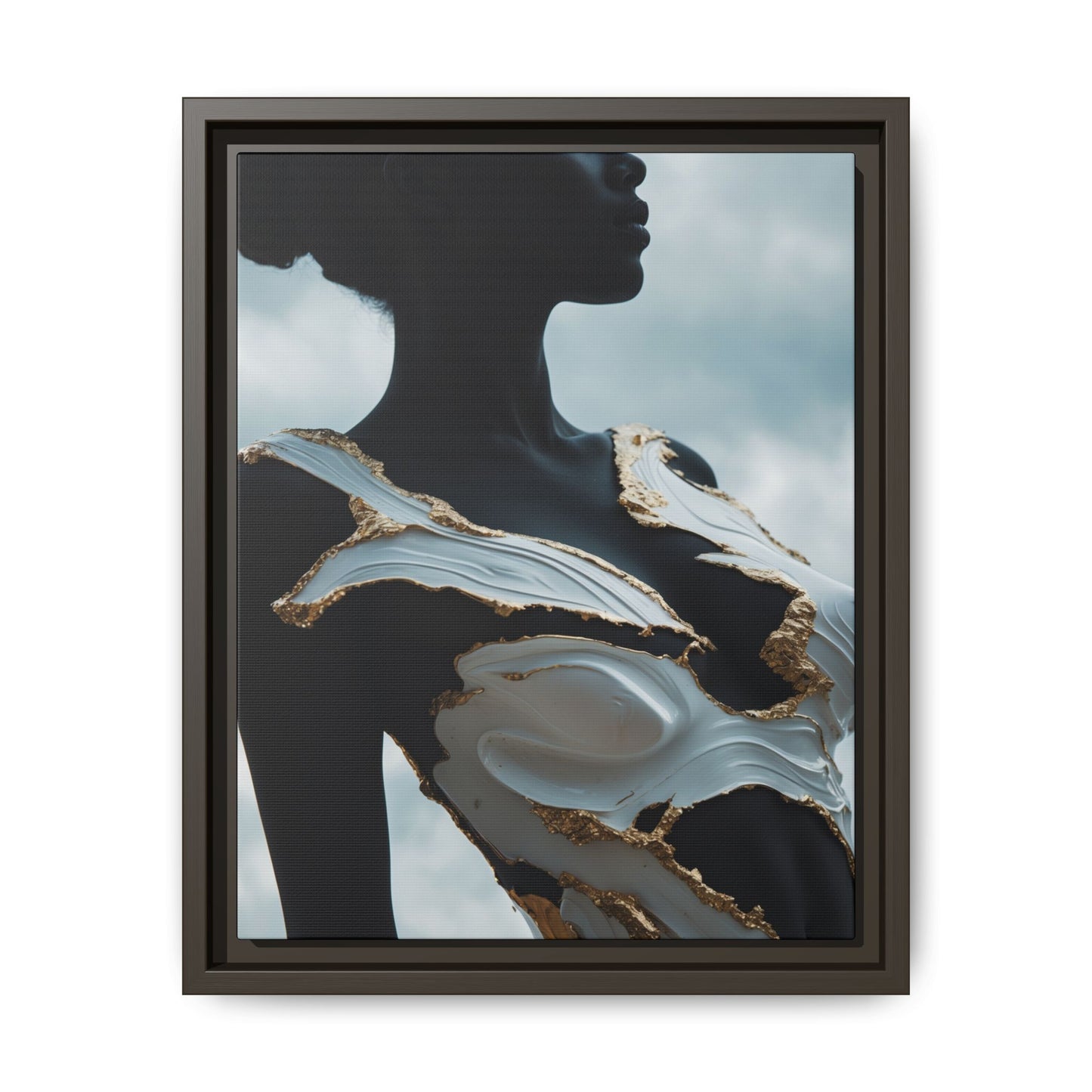 Elegant Framed Canvas Art - Multi-Color Abstract Sculpture Design