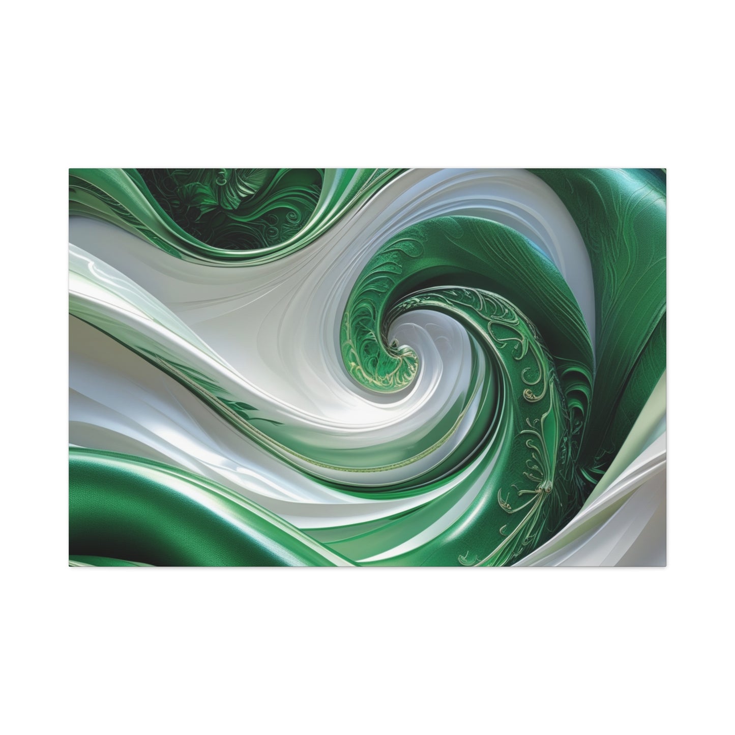 Abstract Green Swirl Canvas Wall Art - Contemporary Home Decor
