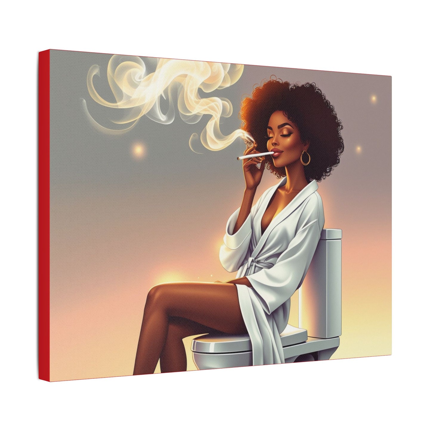 Contemporary Satin Canvas Wall Art - Stylish Leisure Scene with Female Figure