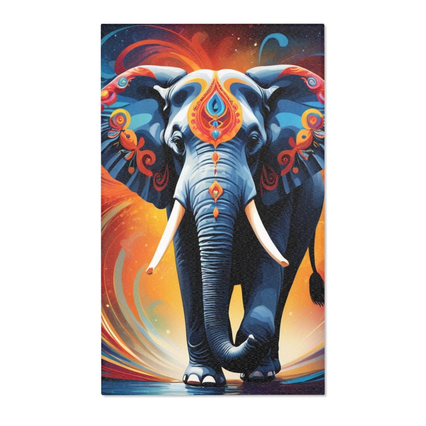 Bohemian Elephant Area Rug - Vibrant Elephant Design for Home Decor