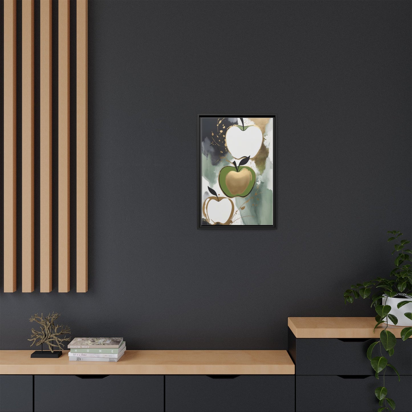 Modern Abstract Apple Canvas Art Print - Colorful Framed Wall Decor