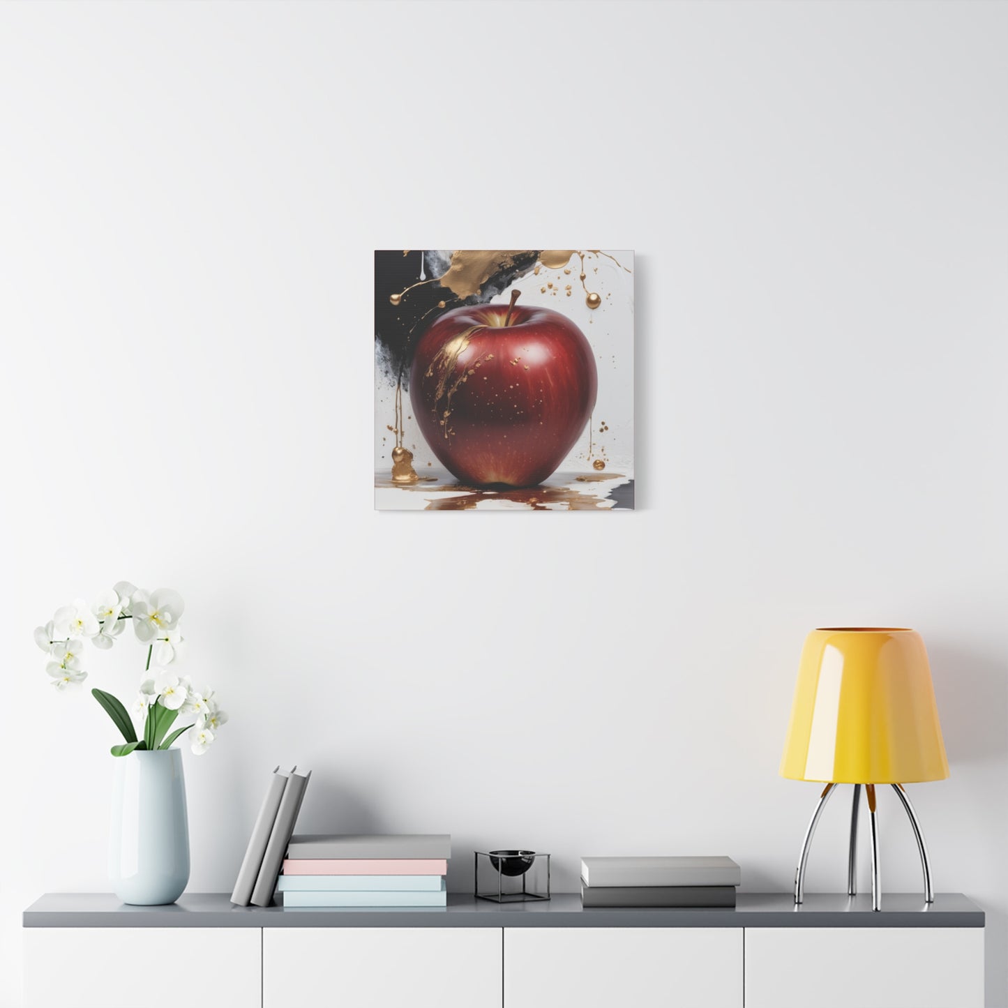Gold Splashed Red Apple Canvas Art - 1.25" Stretched Wall Decor
