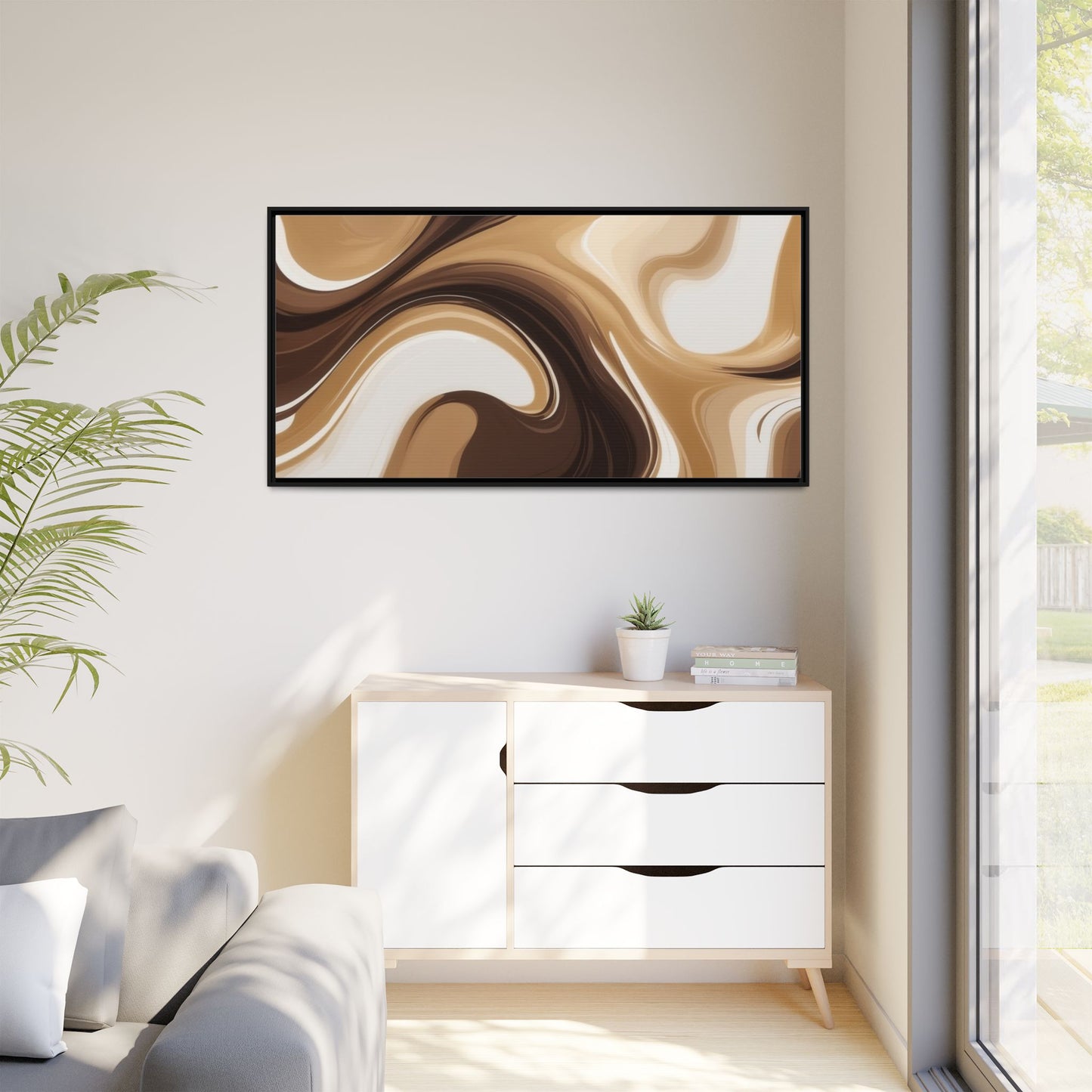 Abstract Wave Framed Canvas Art - Multi-Color Home Decor