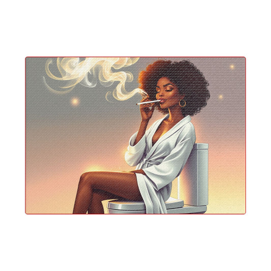 Contemporary Satin Canvas Wall Art - Stylish Leisure Scene with Female Figure