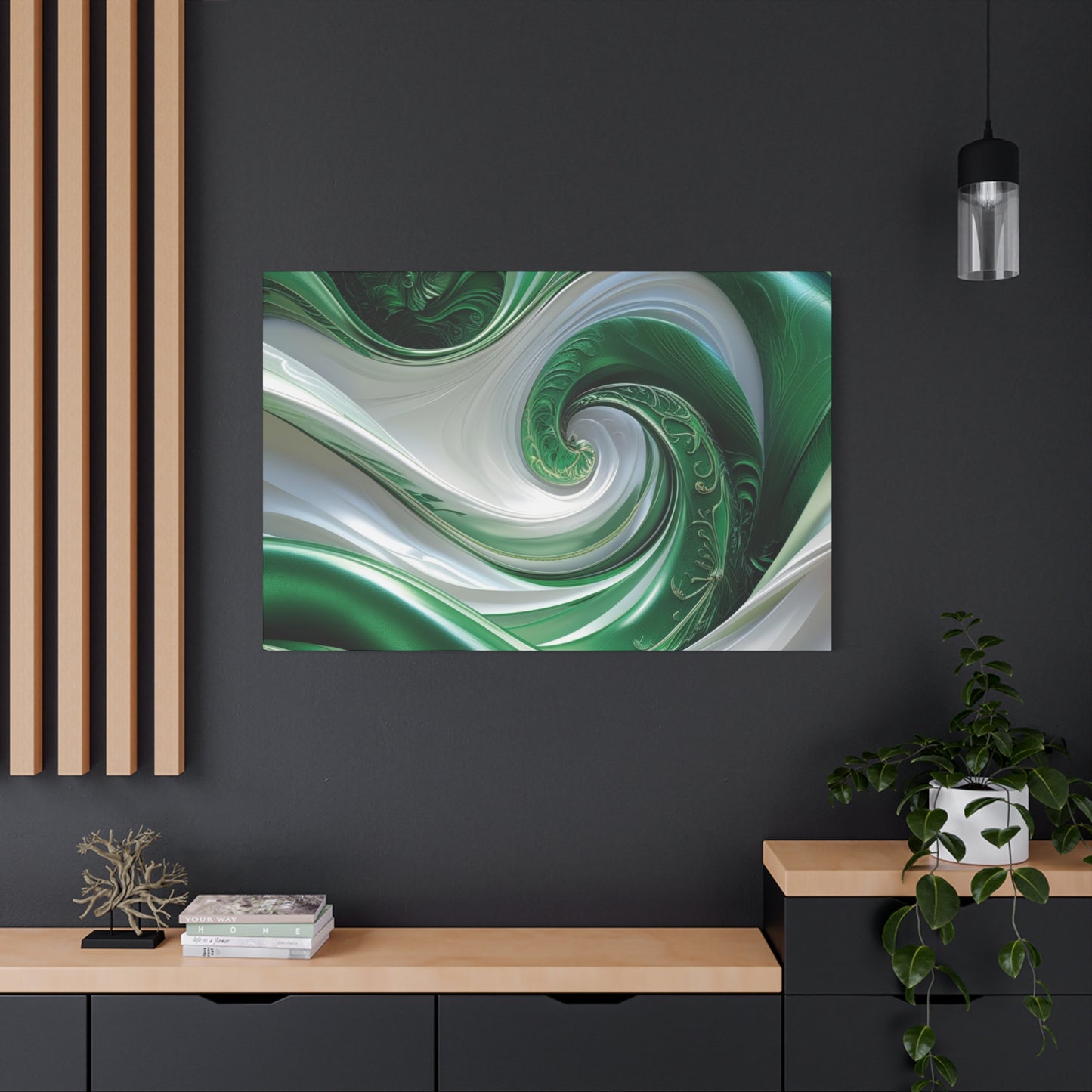 Abstract Green Swirl Canvas Wall Art - Contemporary Home Decor