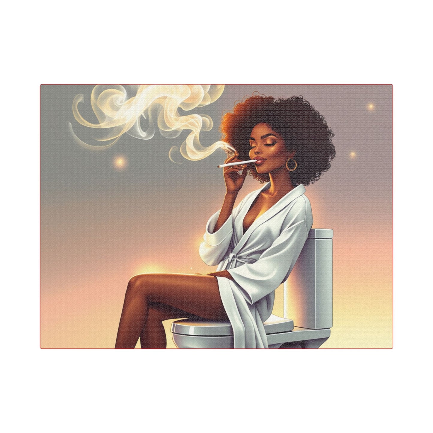 Contemporary Satin Canvas Wall Art - Stylish Leisure Scene with Female Figure