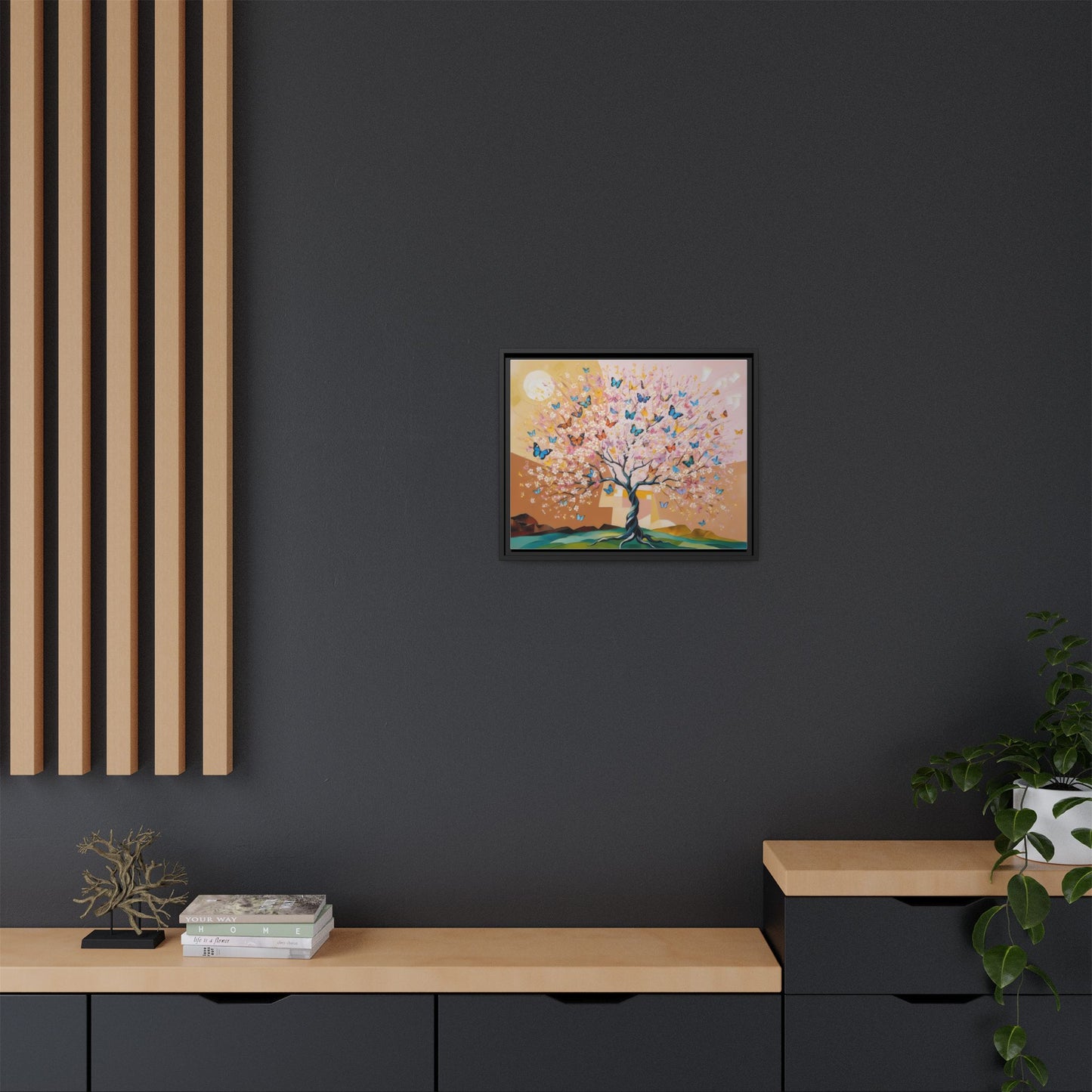 Colorful Butterfly Blossom Framed Canvas Art