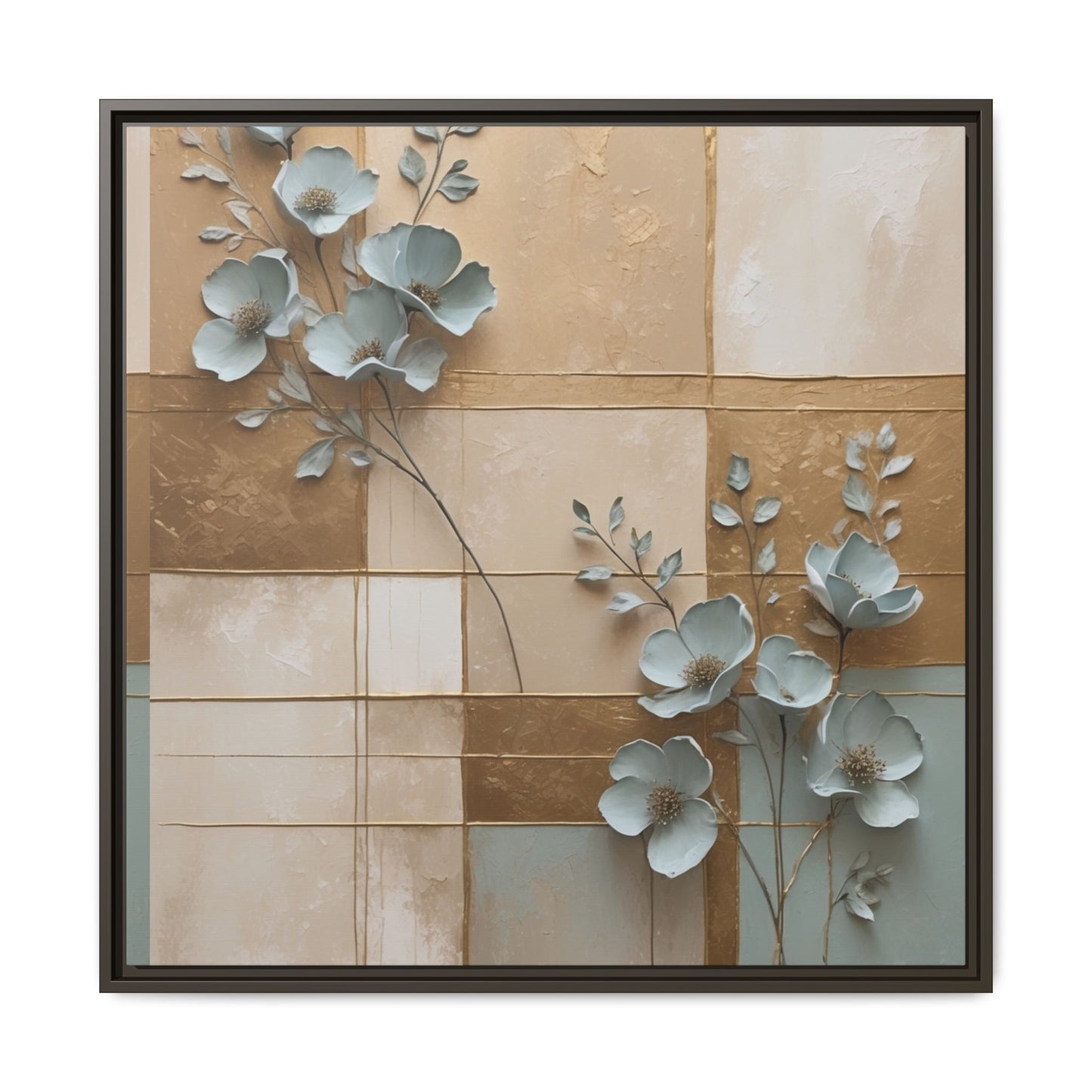 Elegant Floral Wall Art - Framed Matte Canvas Decor