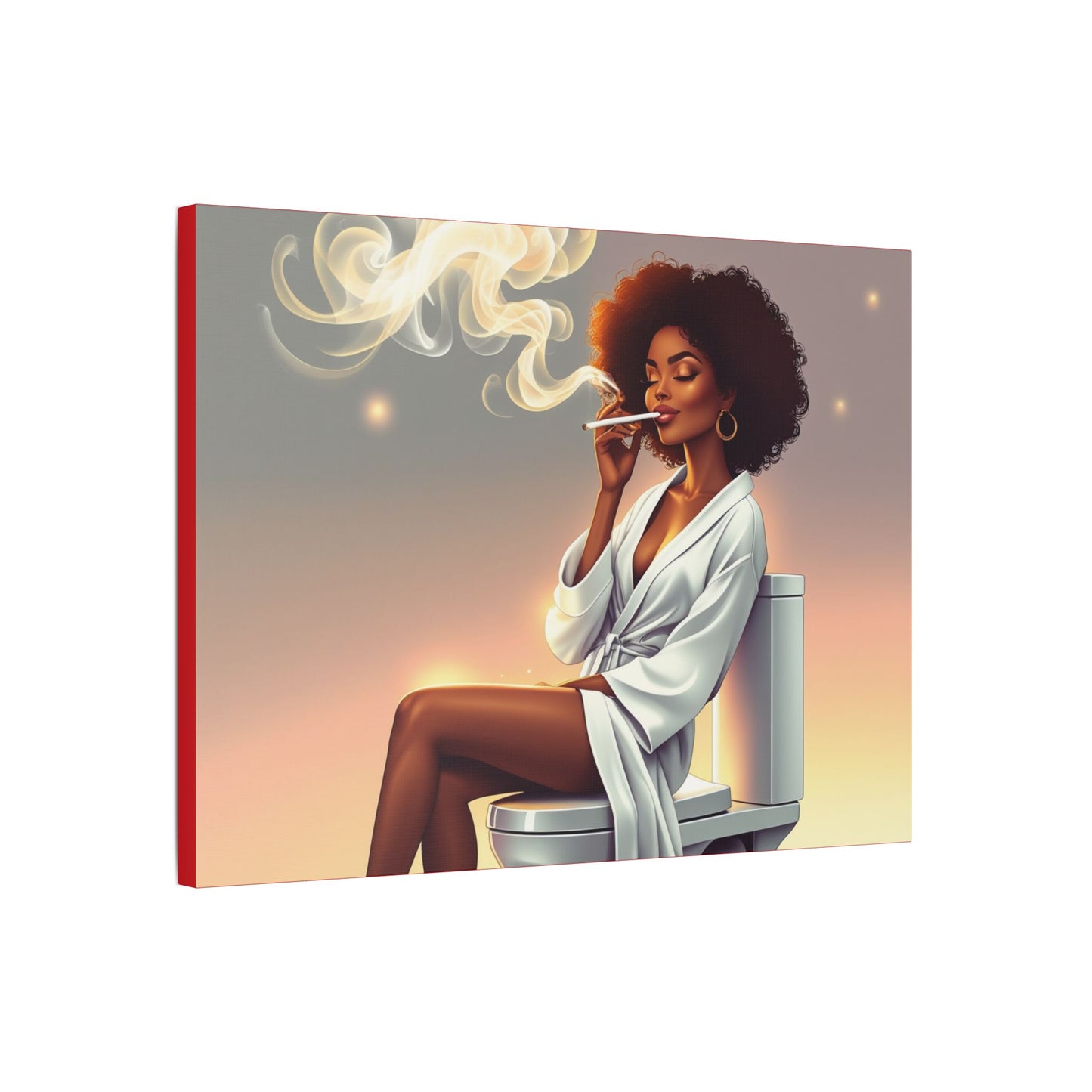 Contemporary Satin Canvas Wall Art - Stylish Leisure Scene with Female Figure