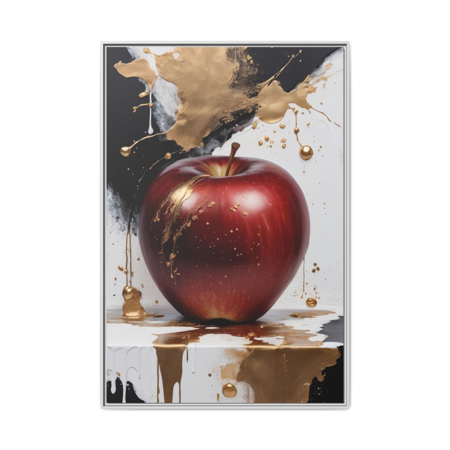 Elegant Apple Art Print - Multi-color Framed Canvas