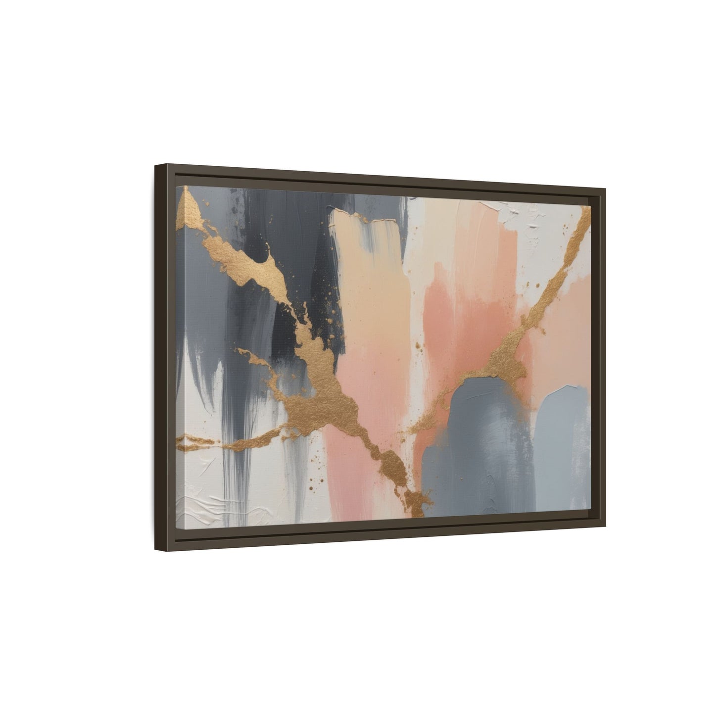 Elegant Abstract Framed Canvas Art with Gold Accents