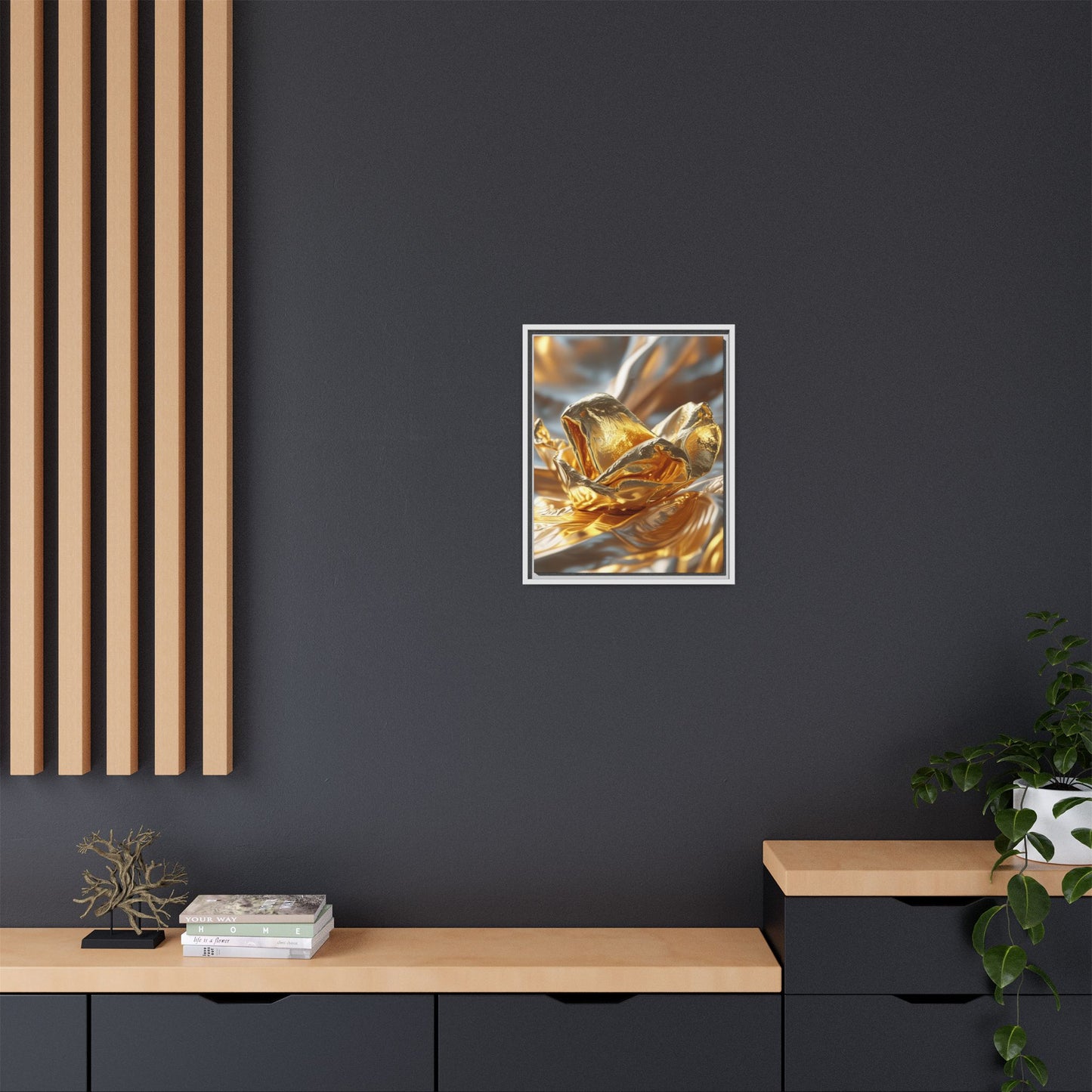 Gold Foil Rose Canvas Art - Elegant Home Decor