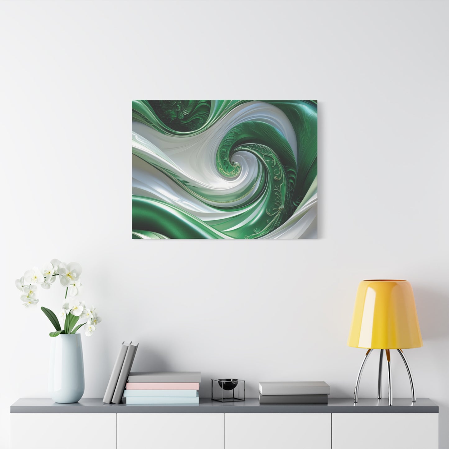 Abstract Green Swirl Canvas Wall Art - Contemporary Home Decor
