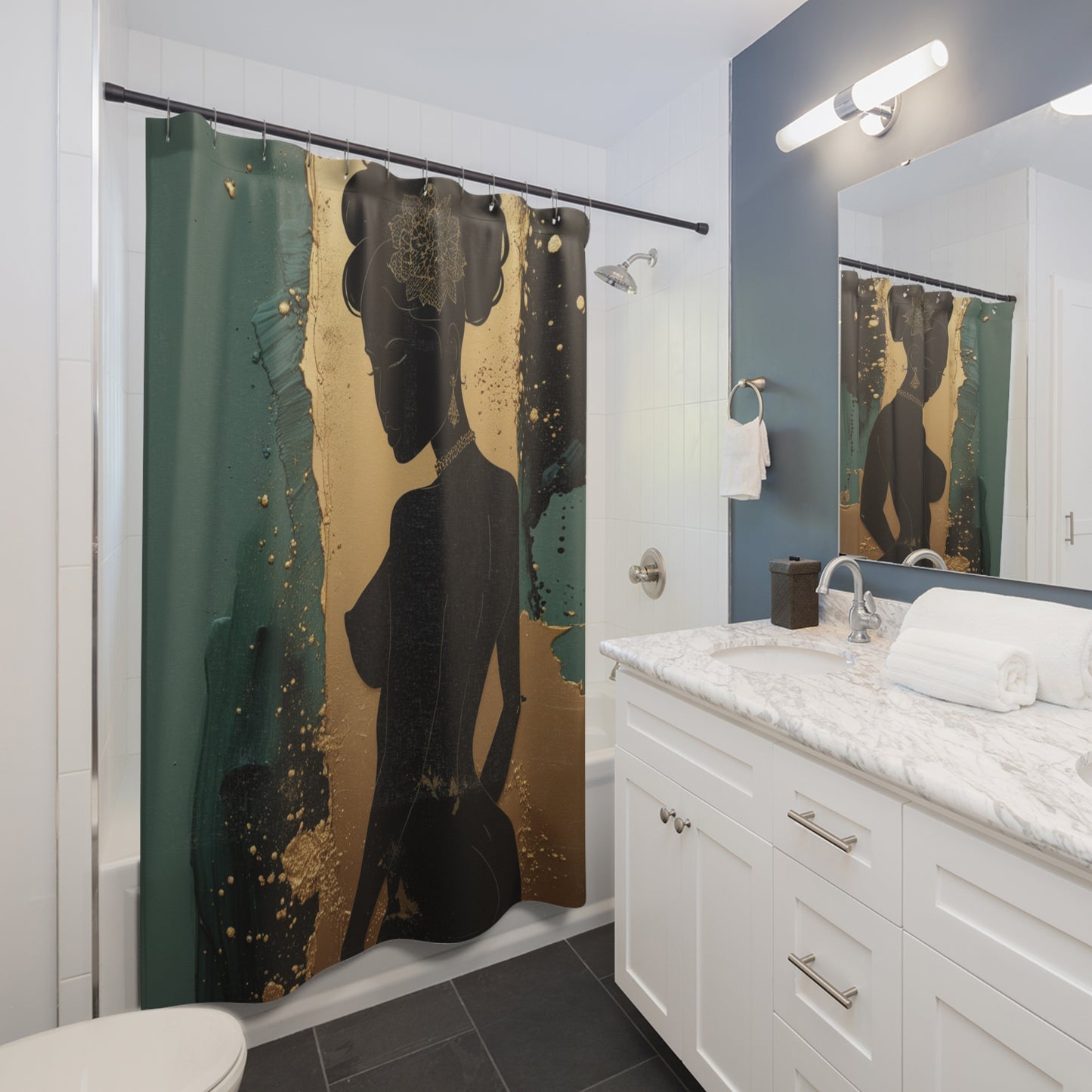 Elegant Silhouette Shower Curtain - Artistic Bathroom Decor