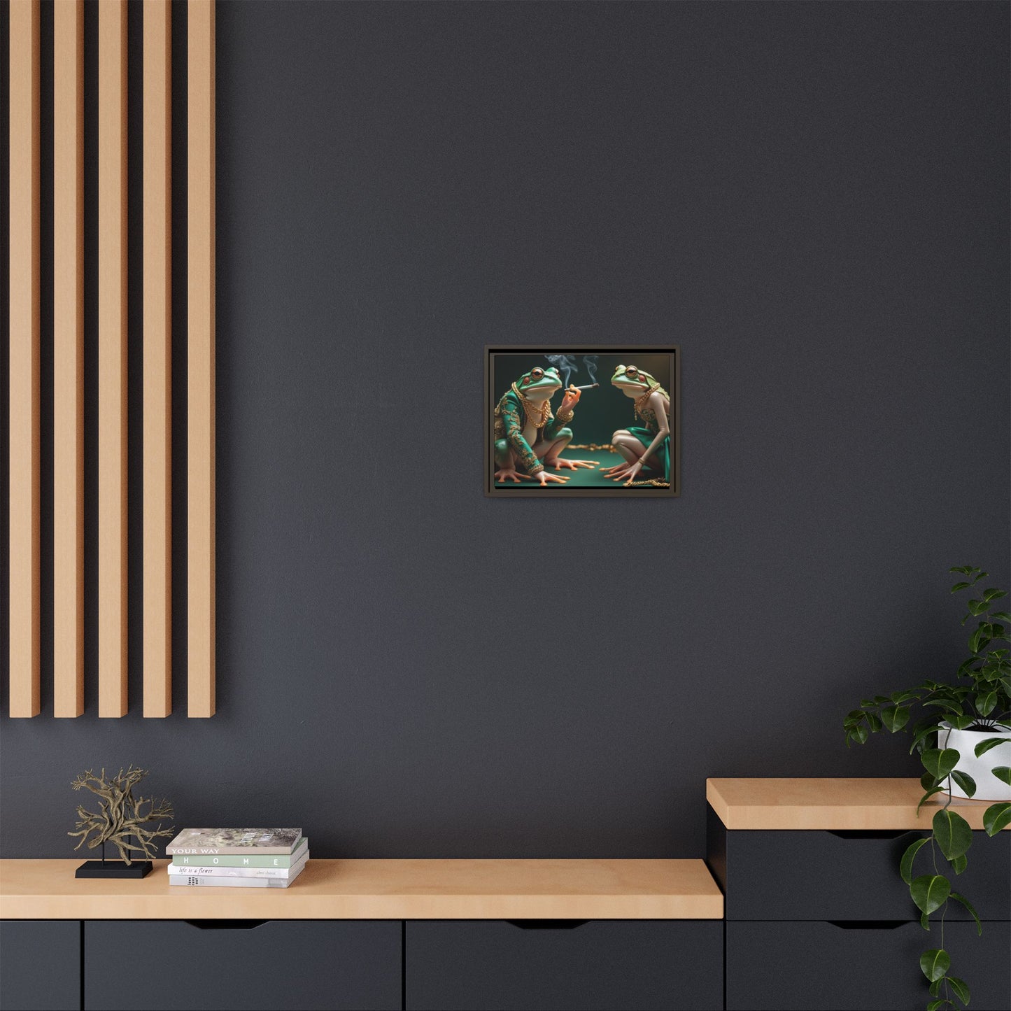 Whimsical Frog Art Print - Framed Canvas for Unique Home Decor