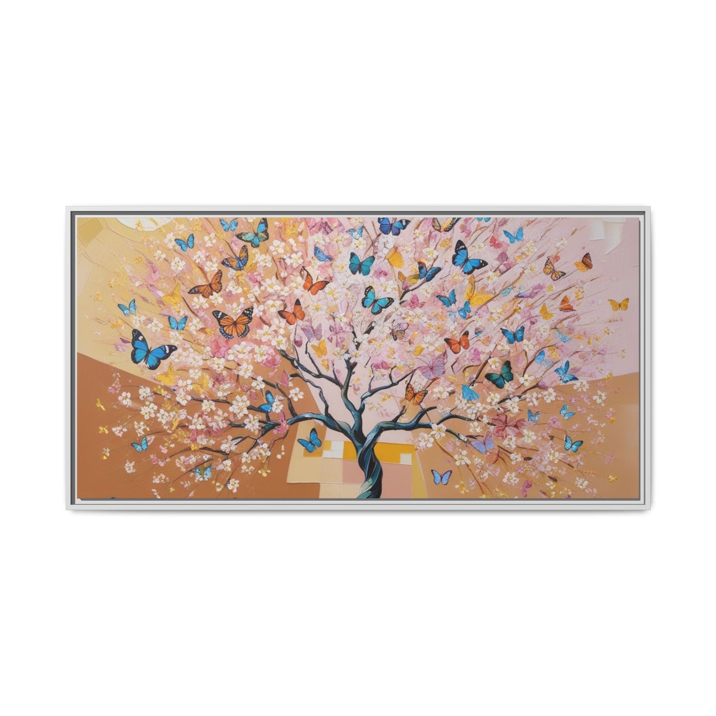 Colorful Butterfly Blossom Framed Canvas Art