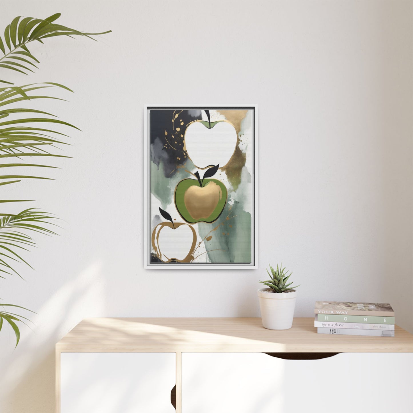 Modern Abstract Apple Canvas Art Print - Colorful Framed Wall Decor