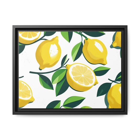 Lemon-Themed Framed Canvas Wall Art - Bright and Fresh Decor