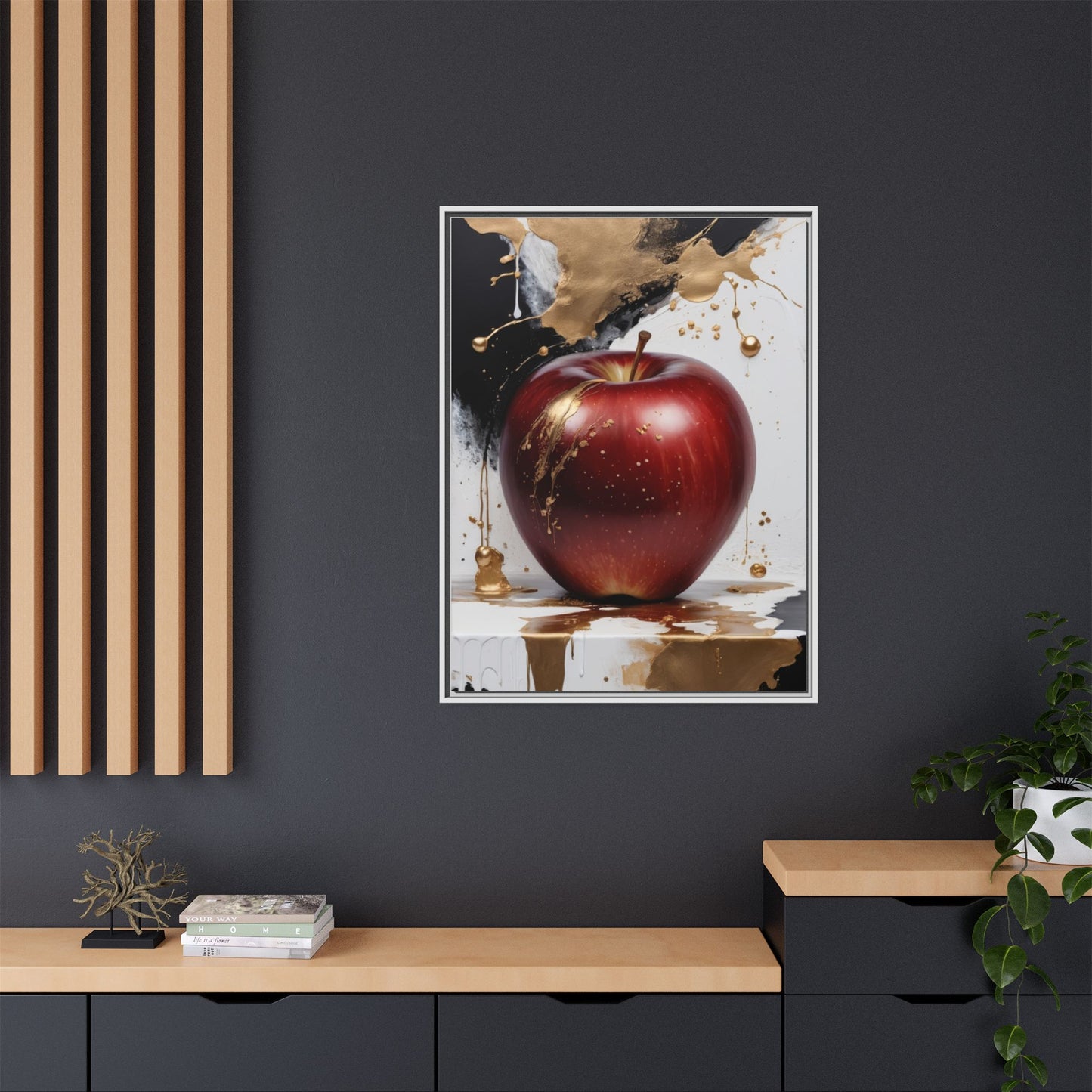 Elegant Apple Art Print - Multi-color Framed Canvas