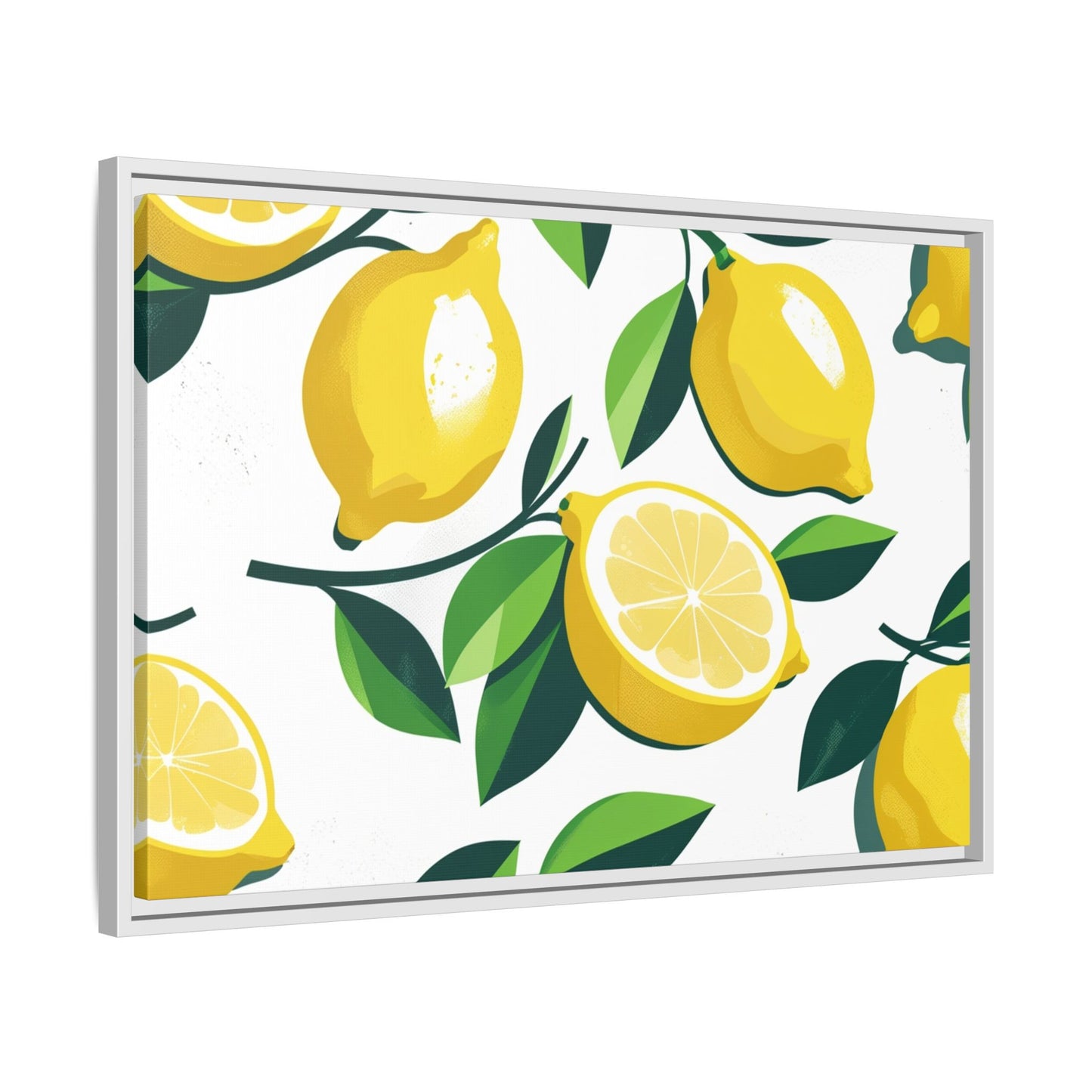 Lemon-Themed Framed Canvas Wall Art - Bright and Fresh Decor