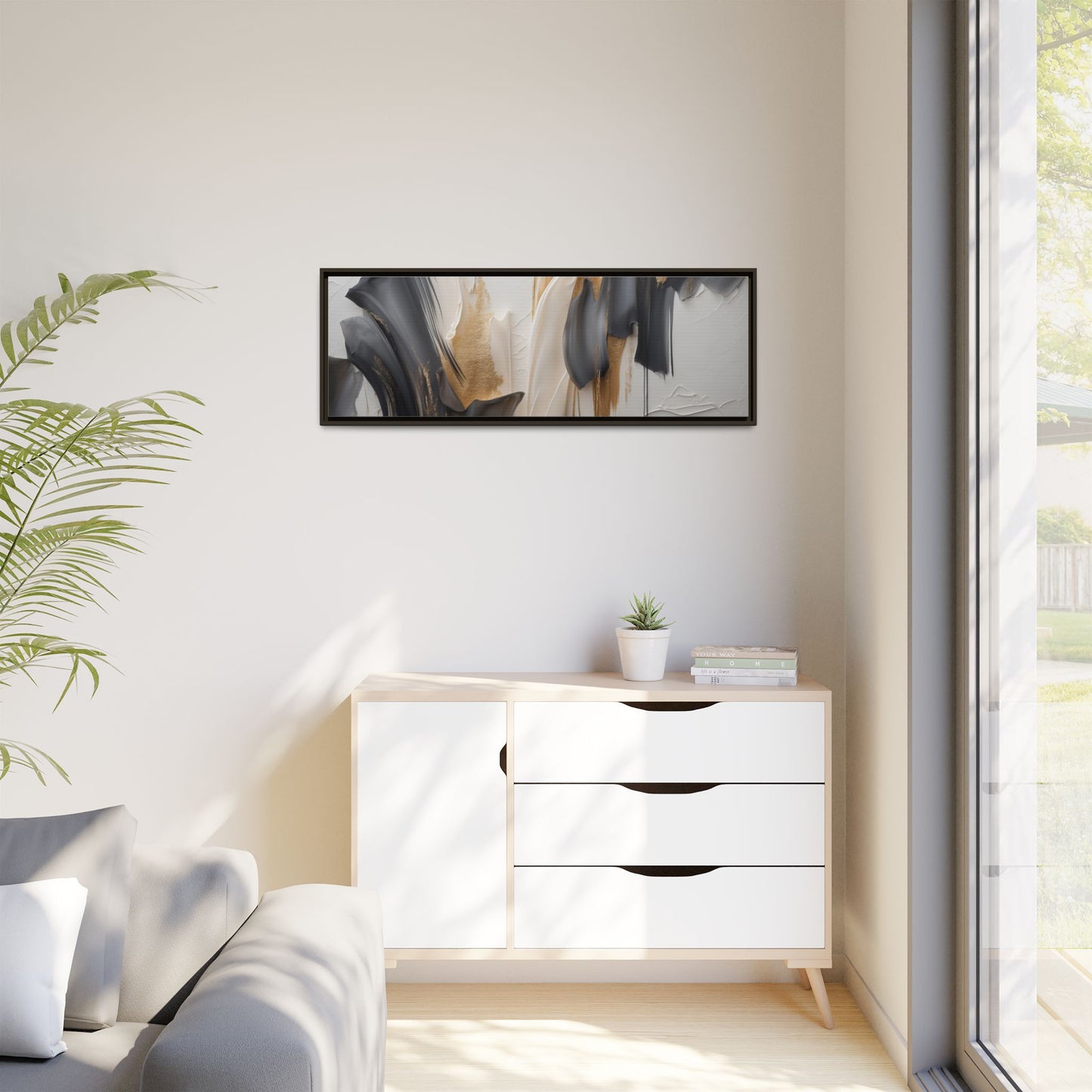 Abstract Multi-Color Framed Canvas Art - Modern Home Decor