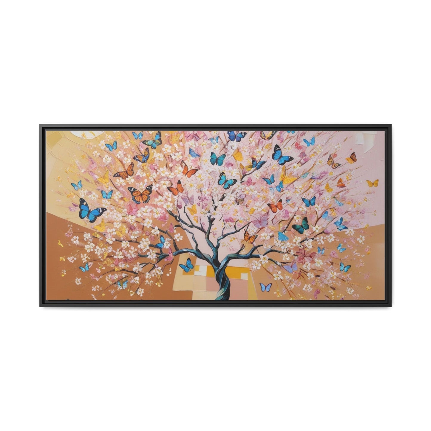 Colorful Butterfly Blossom Framed Canvas Art