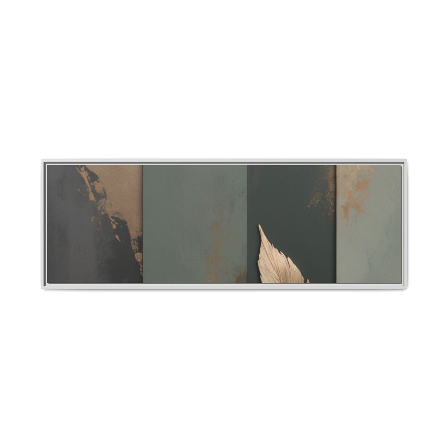 Elegant Framed Matte Canvas Wall Art - Multi-Color Leaf Design