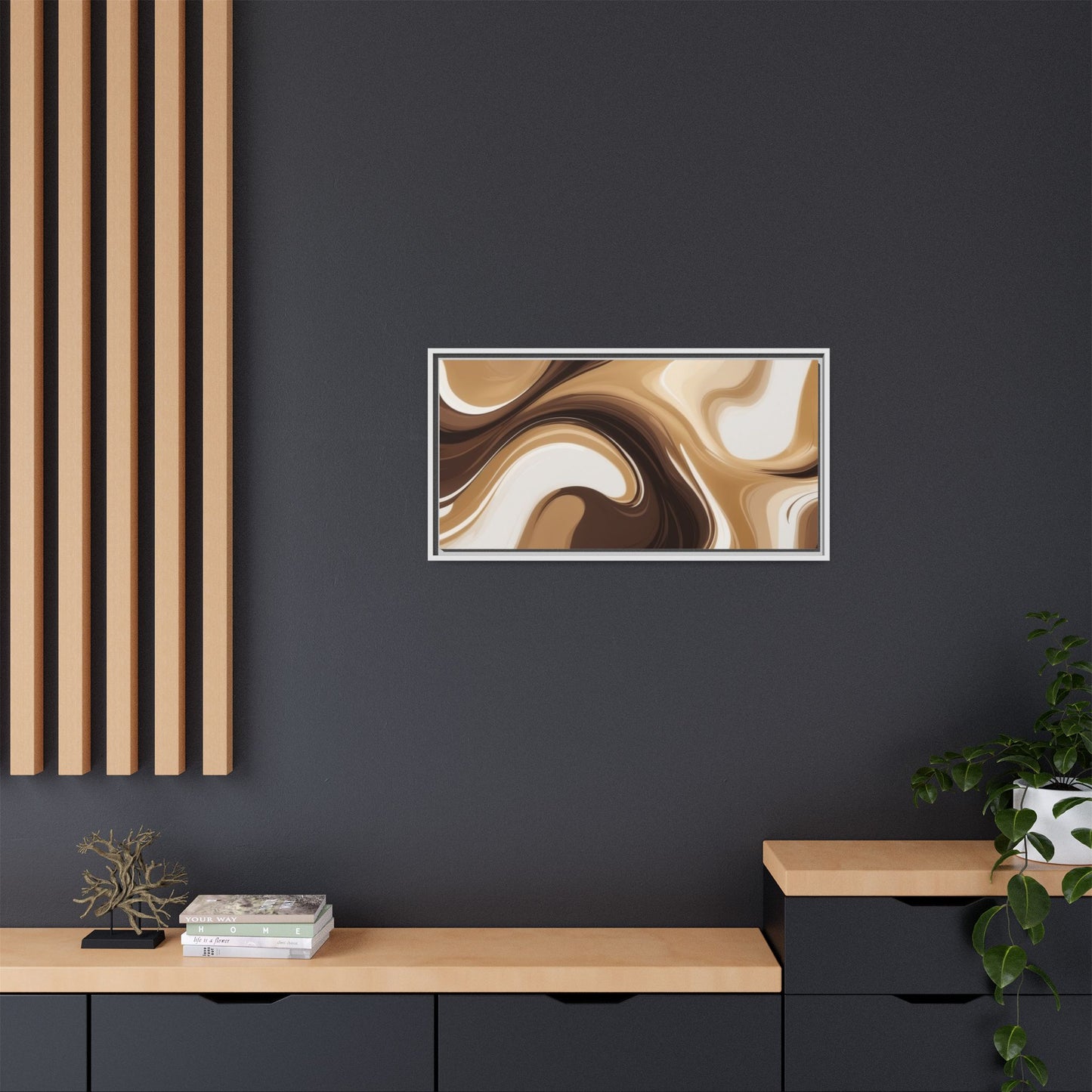 Abstract Wave Framed Canvas Art - Multi-Color Home Decor