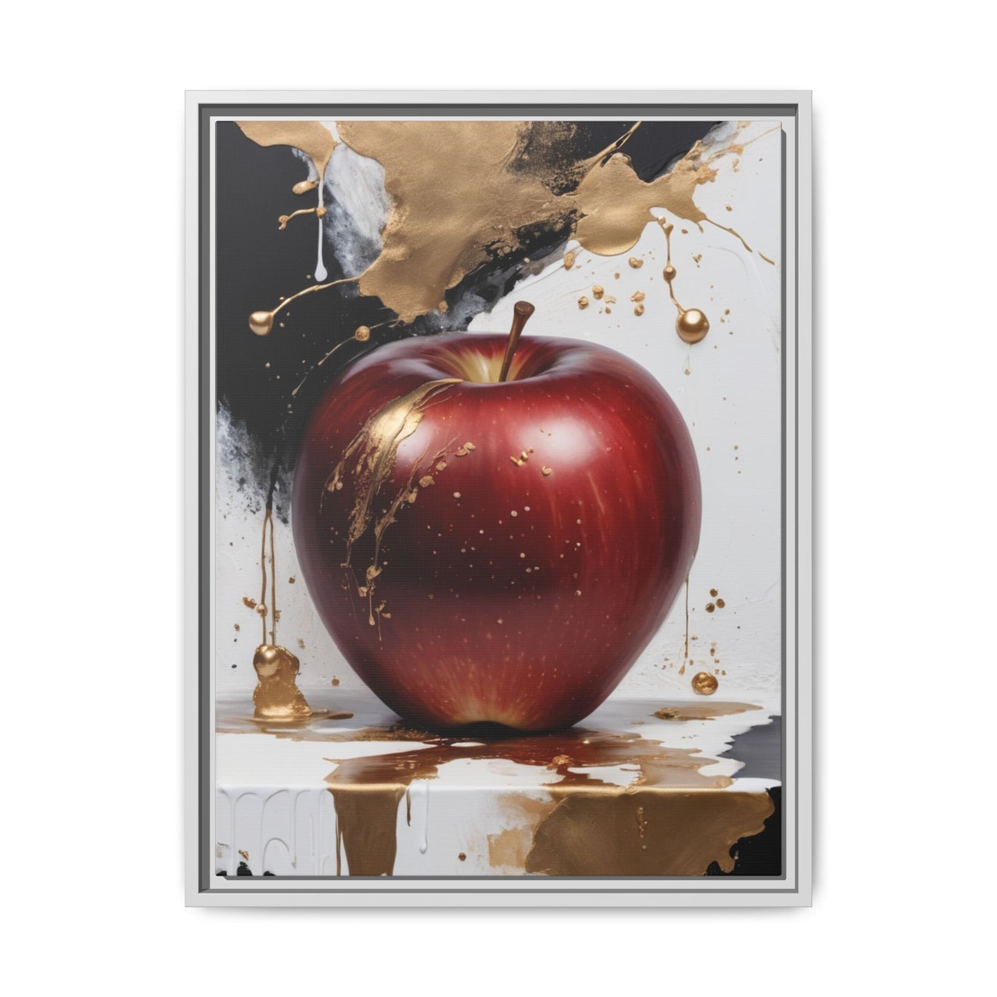 Elegant Apple Art Print - Multi-color Framed Canvas