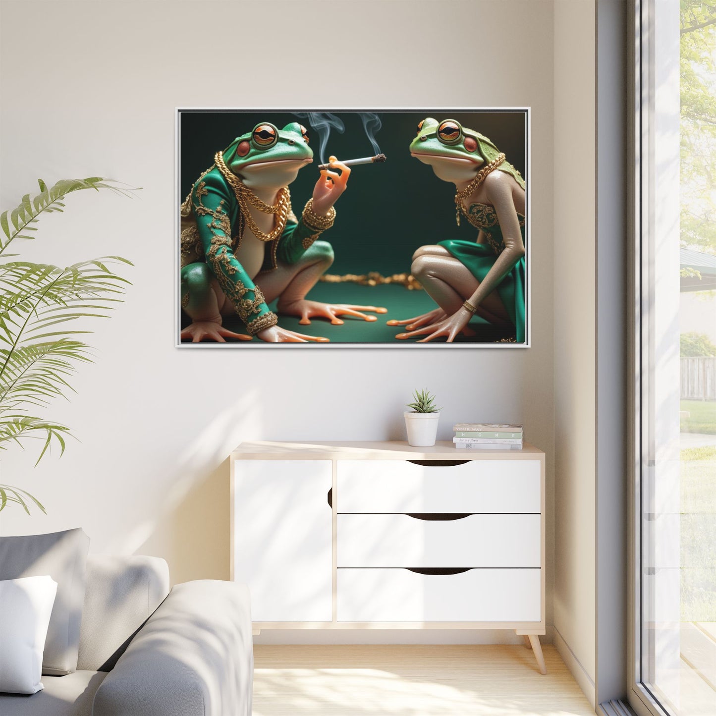 Whimsical Frog Art Print - Framed Canvas for Unique Home Decor
