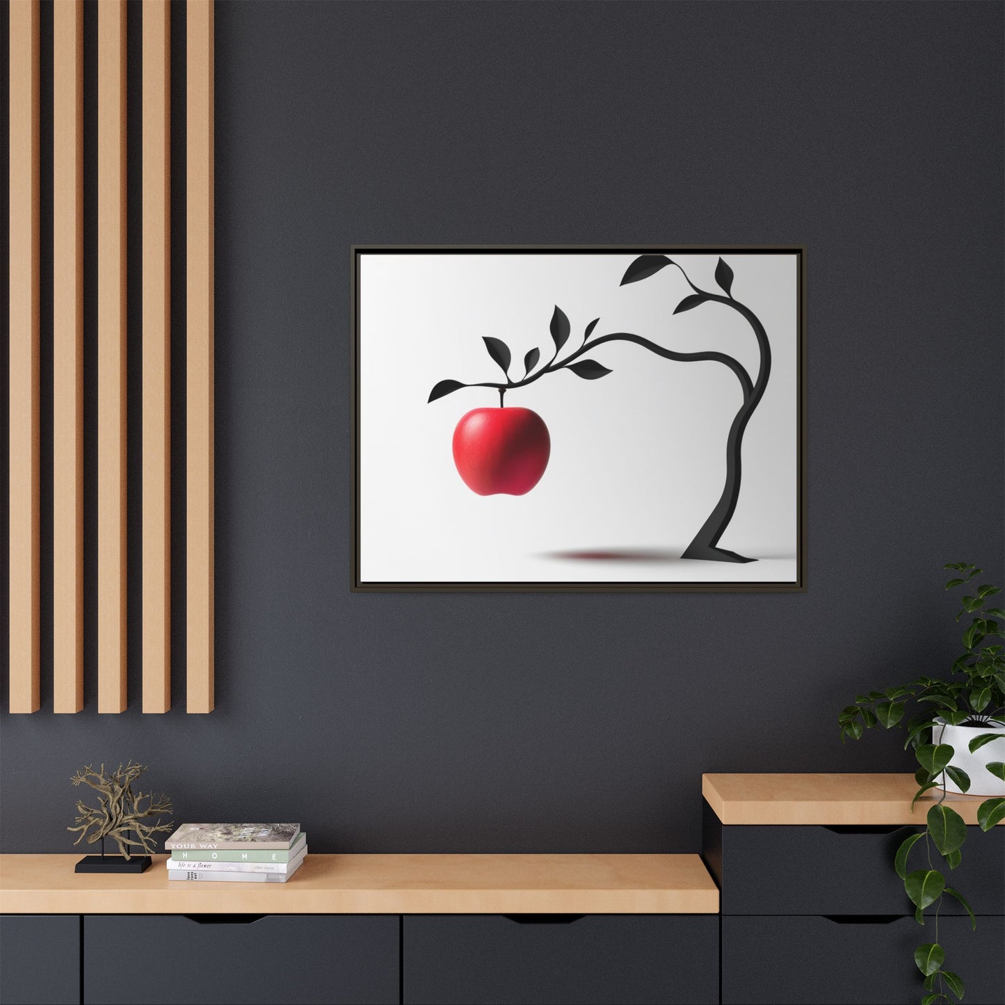Modern Framed Canvas Art - Red Apple Tree Decor for Home & Office