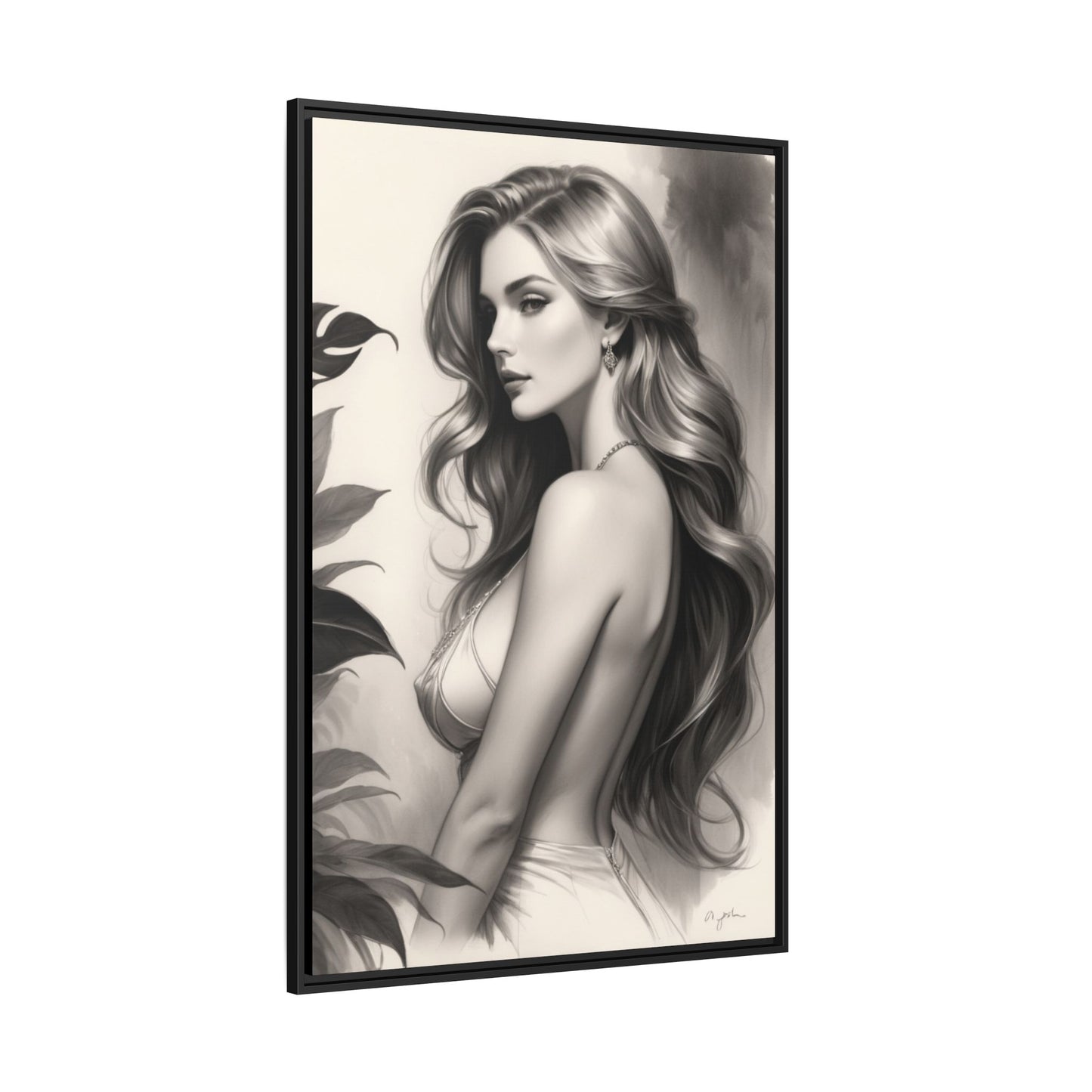 Elegant Matte Framed Art Print - Stylish Woman Portrait