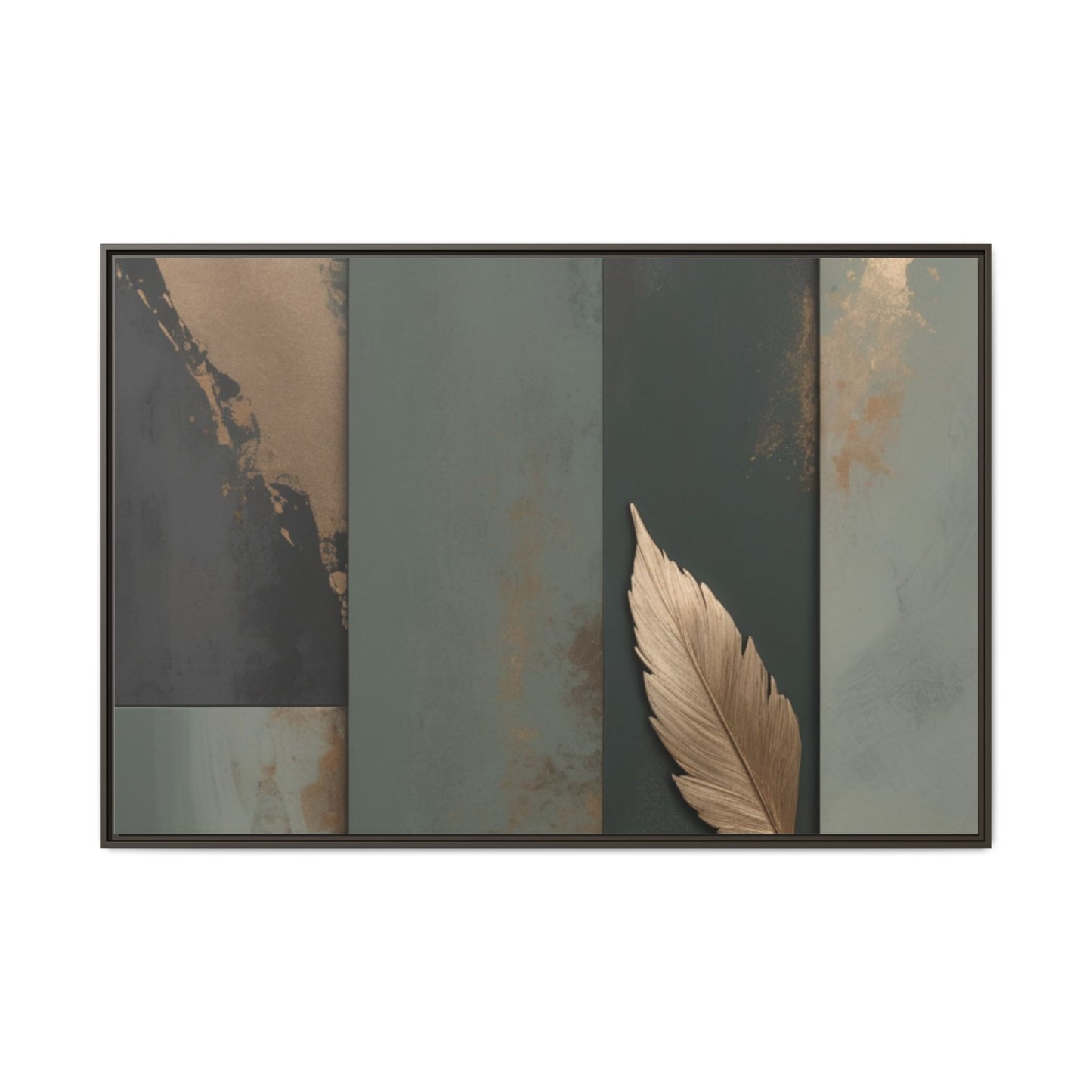 Elegant Framed Matte Canvas Wall Art - Multi-Color Leaf Design