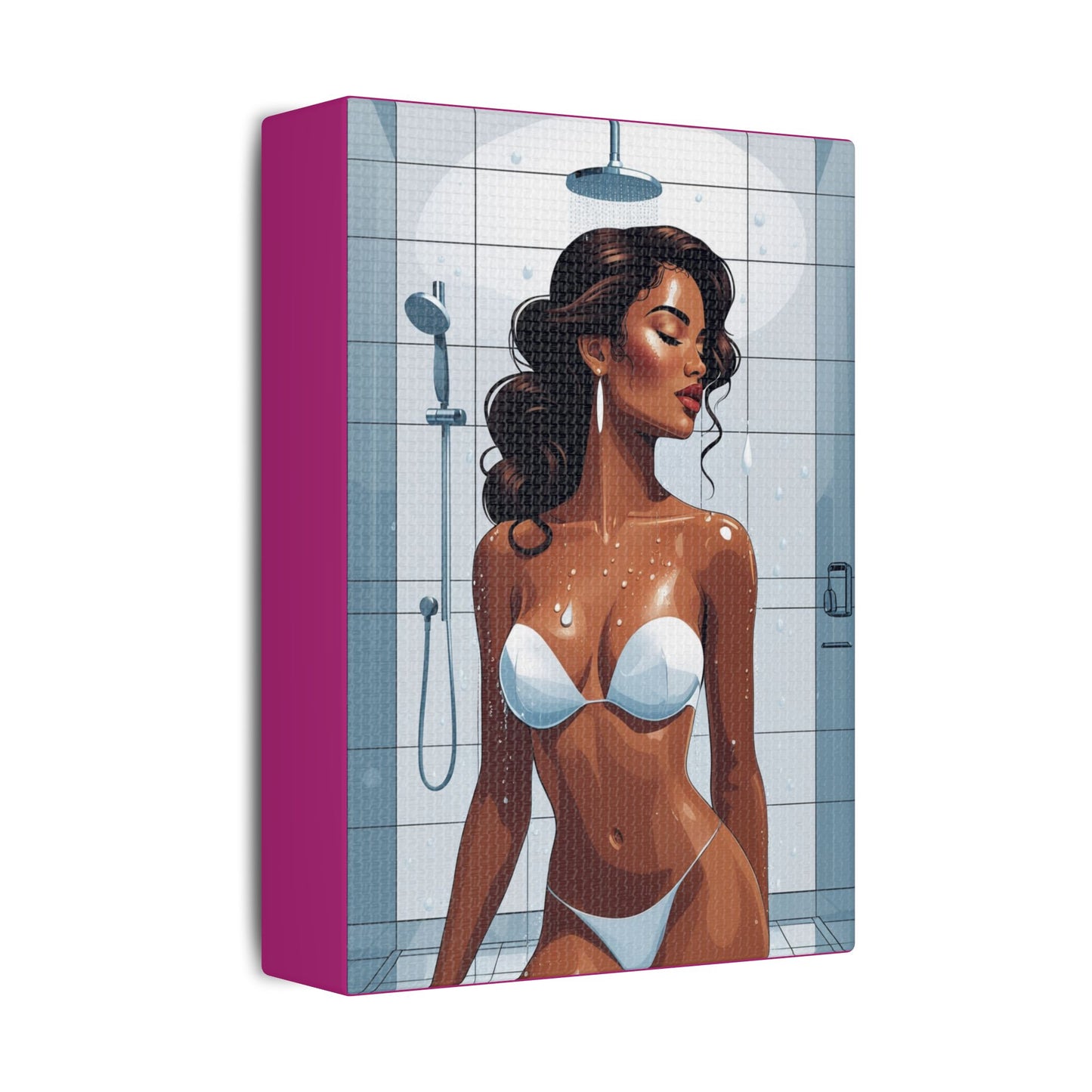 Shower Goddess Art Canvas - Elegant Stretched Satin Wall Decor for Modern Homes