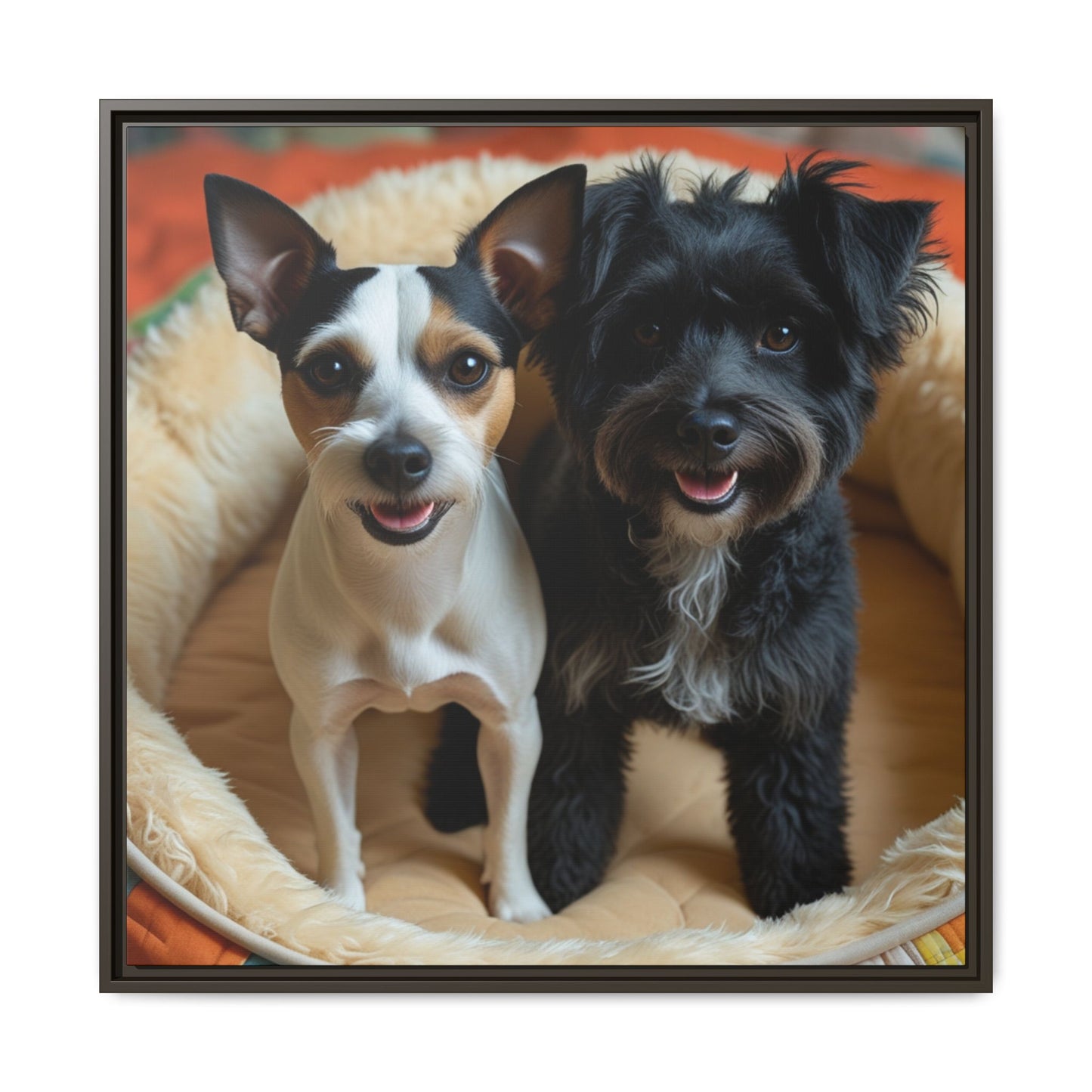 Framed Canvas Print of Cheerful Dogs – Perfect Pet Lover's Gift