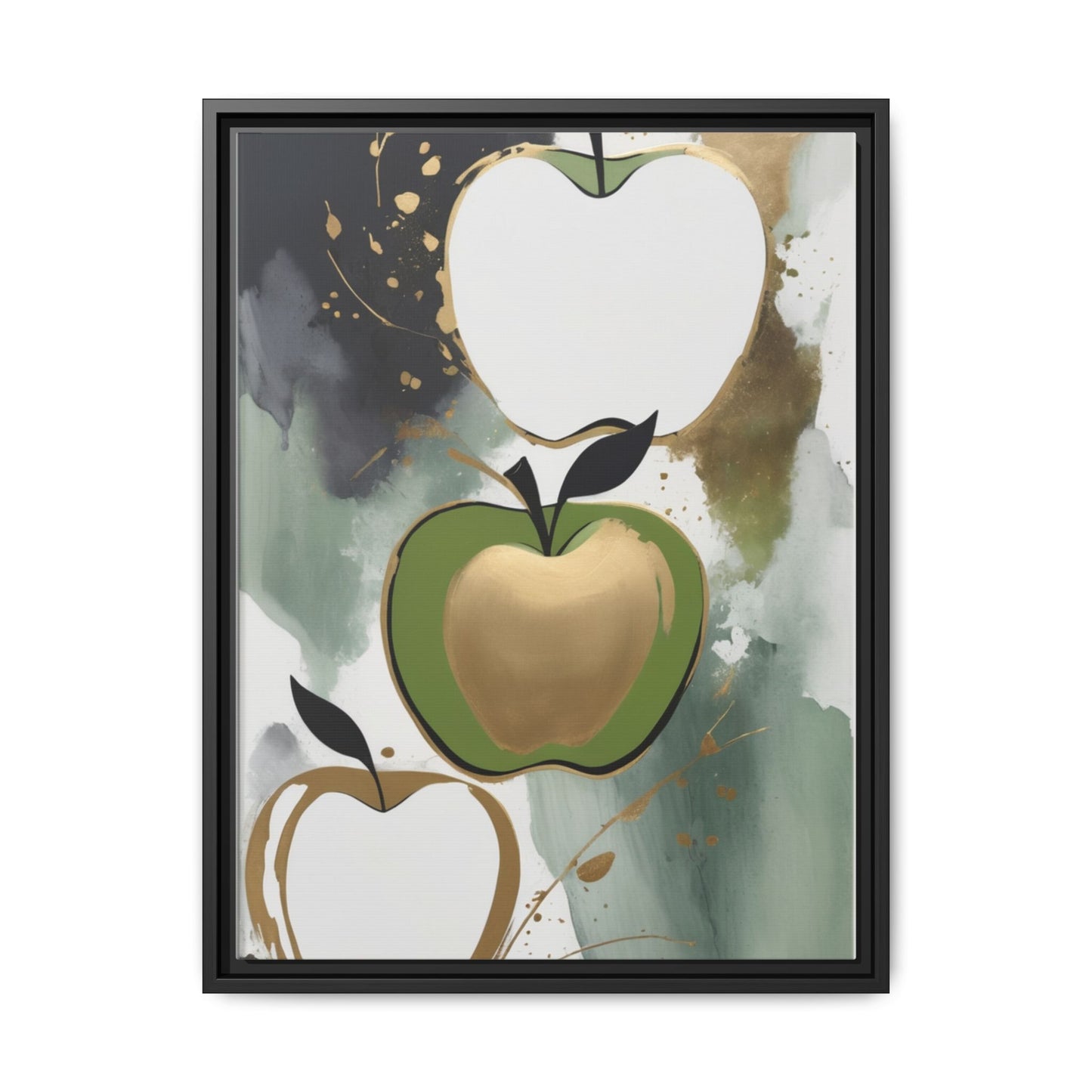 Modern Abstract Apple Canvas Art Print - Colorful Framed Wall Decor